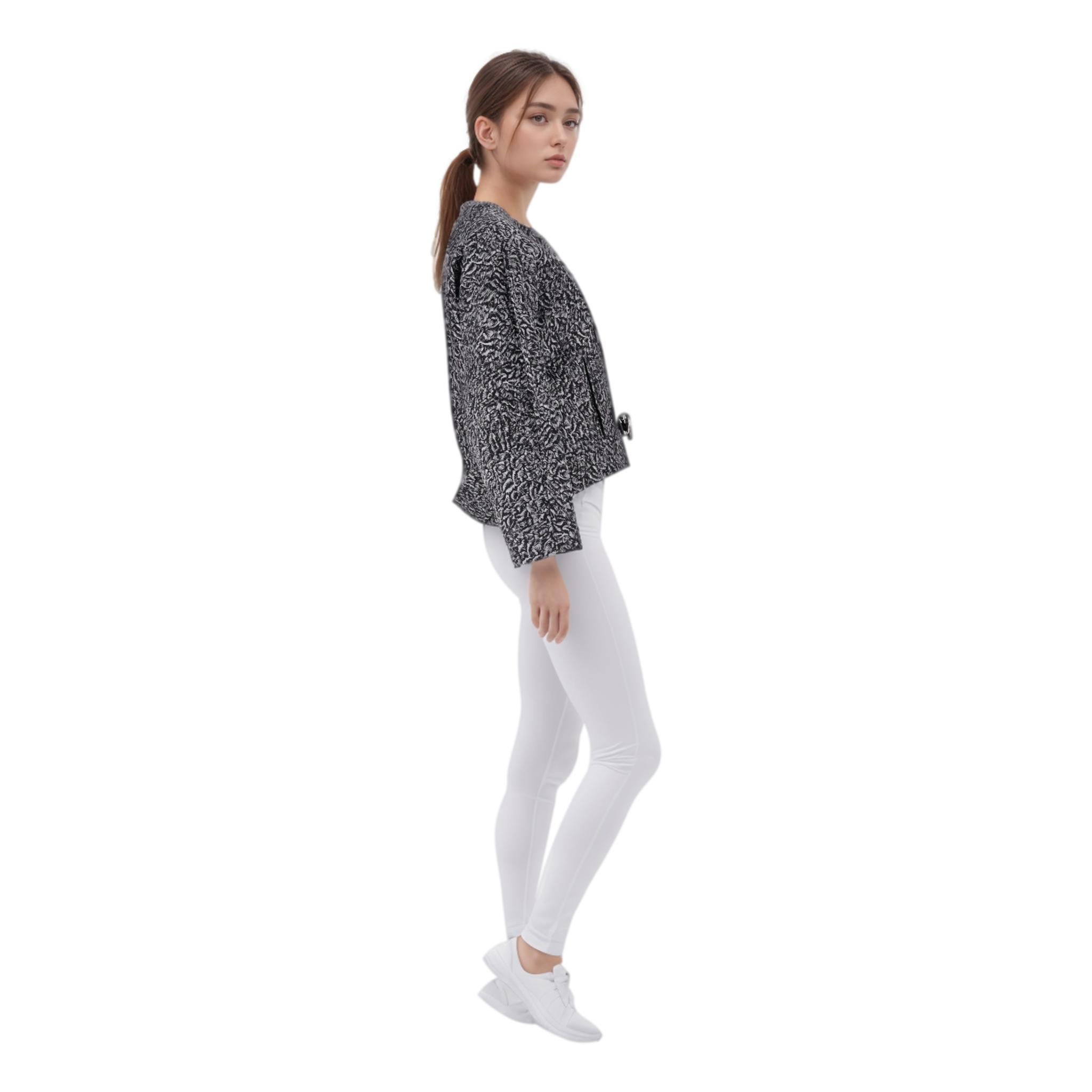Black Balenciaga Wool & Silk Blend Astrakhan-Jacquard Jacket