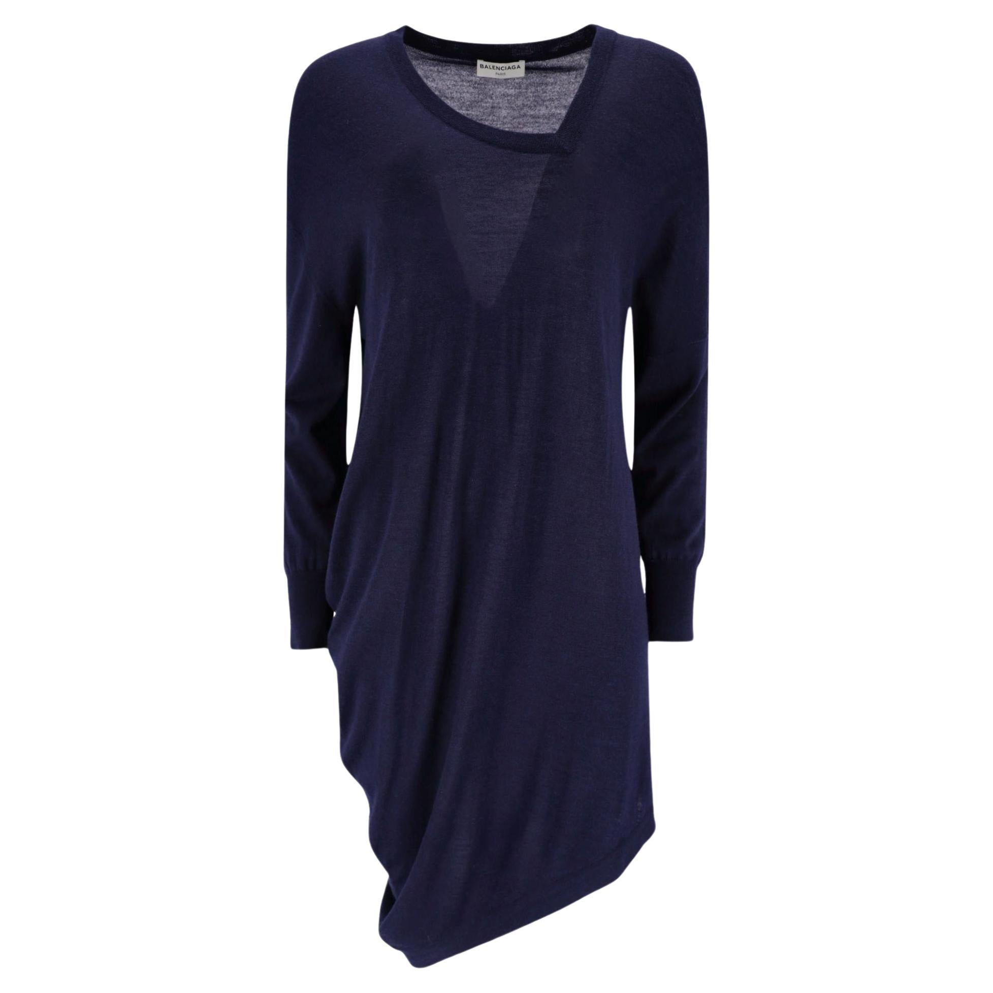Abito asimmetrico in lana, seta e cashmere di Balenciaga