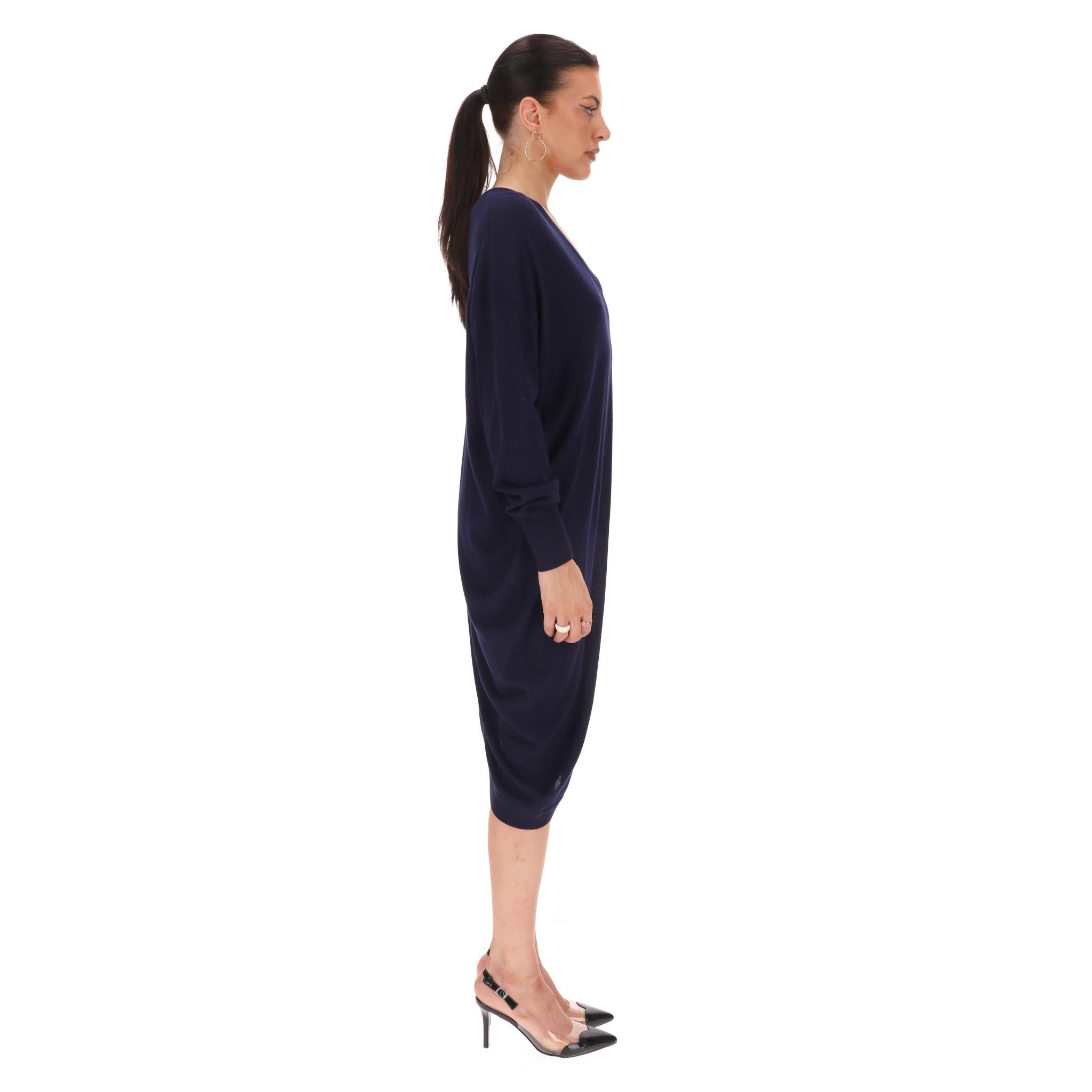 Black Balenciaga Wool, Silk & Cashmere Blend Asymmetric Dress For Sale