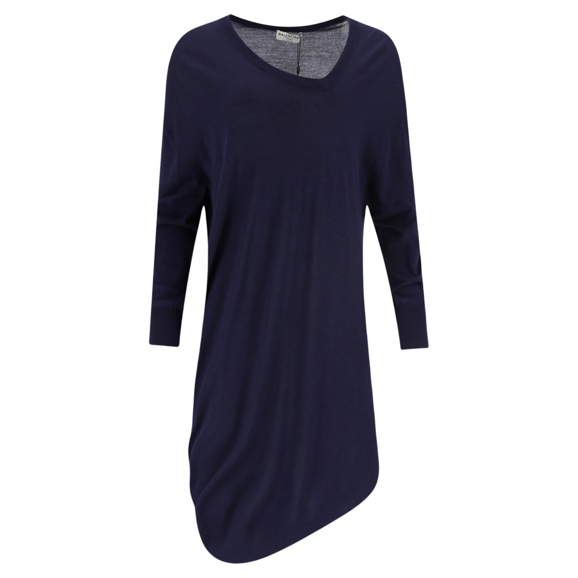 Balenciaga - Robe asymétrique en laine, soie et cachemire mélangés