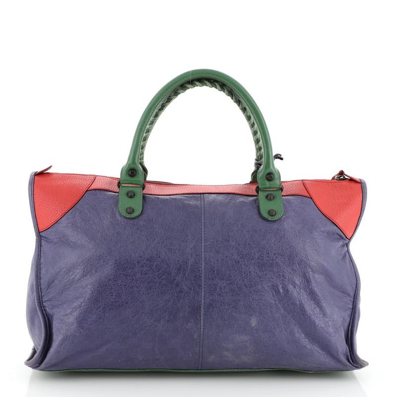 Gray Balenciaga Work Classic Studs Bag Leather