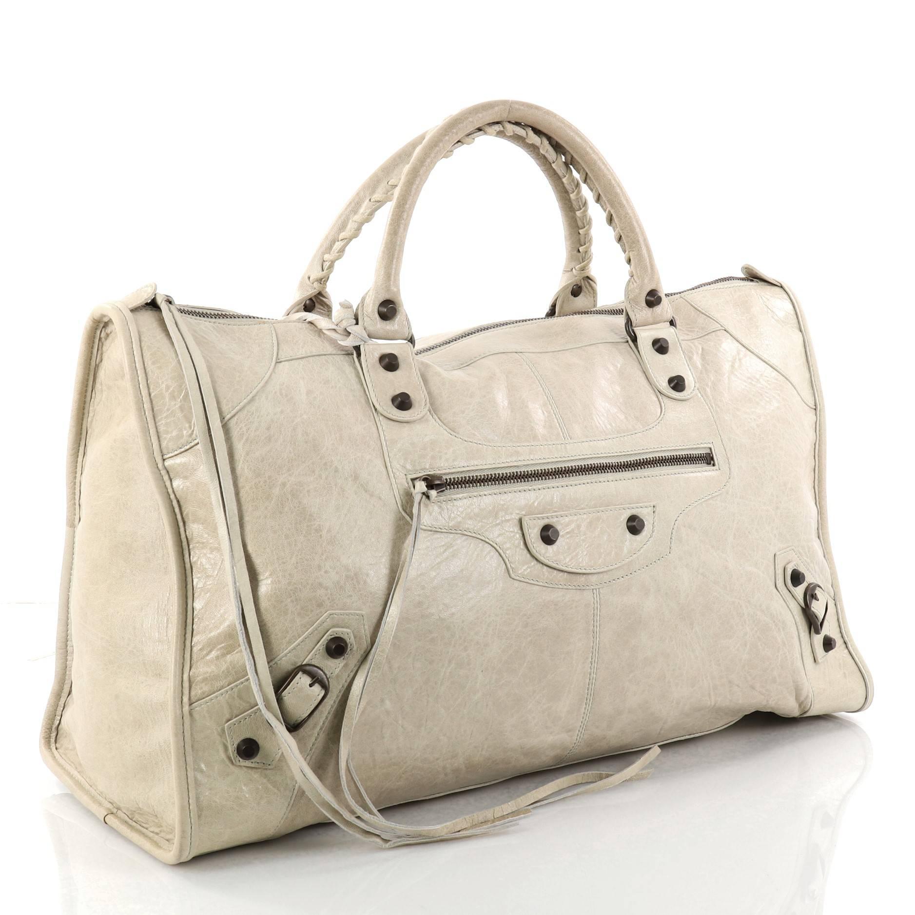 Balenciaga Work Classic Studs Leather Handbag  In Good Condition In NY, NY