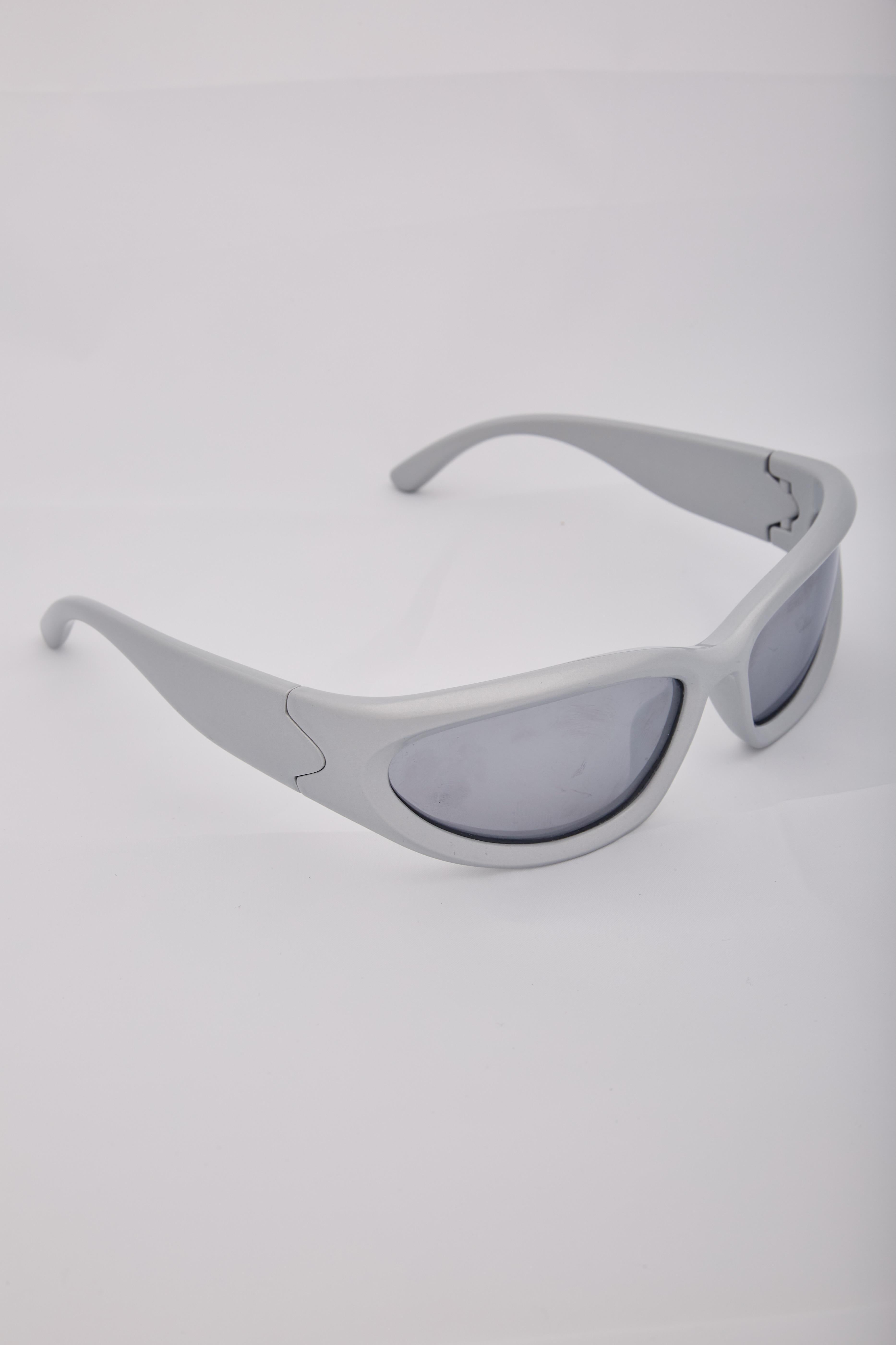 Balenciaga Wraparound-frame Silver Sunglasses For Sale 6