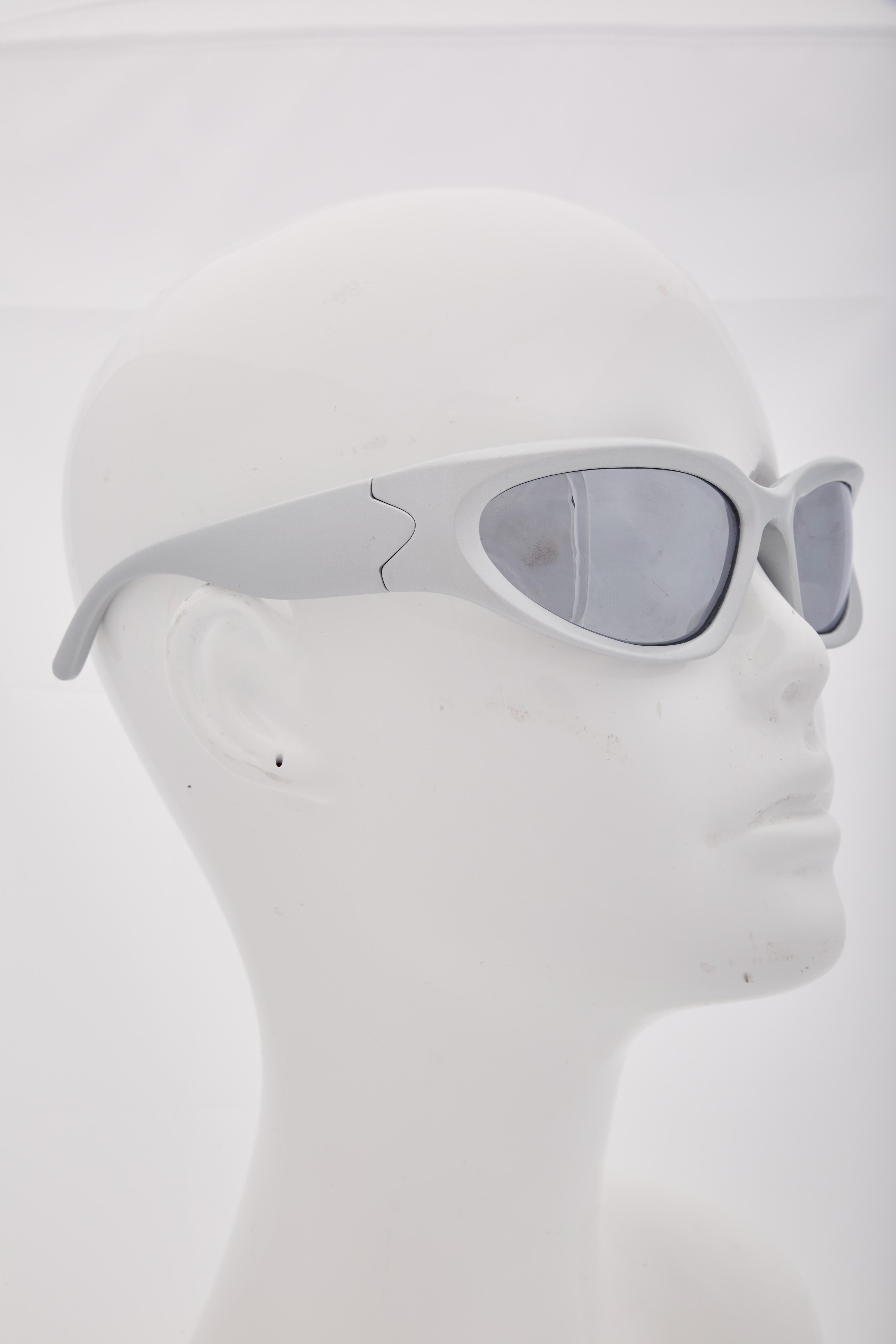 Balenciaga Wraparound-frame Silver Sunglasses For Sale 7
