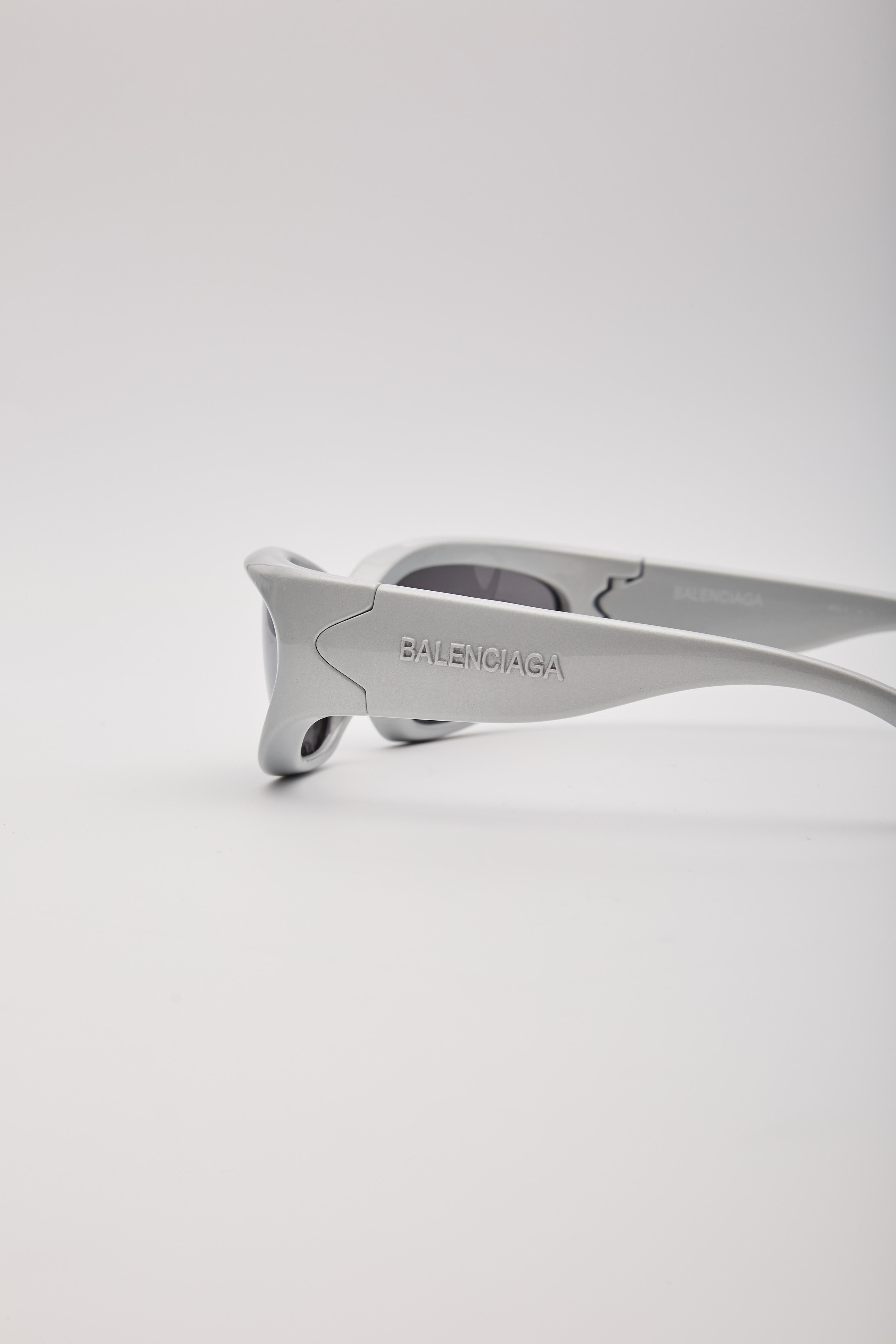 Women's or Men's Balenciaga Wraparound-frame Silver Sunglasses For Sale
