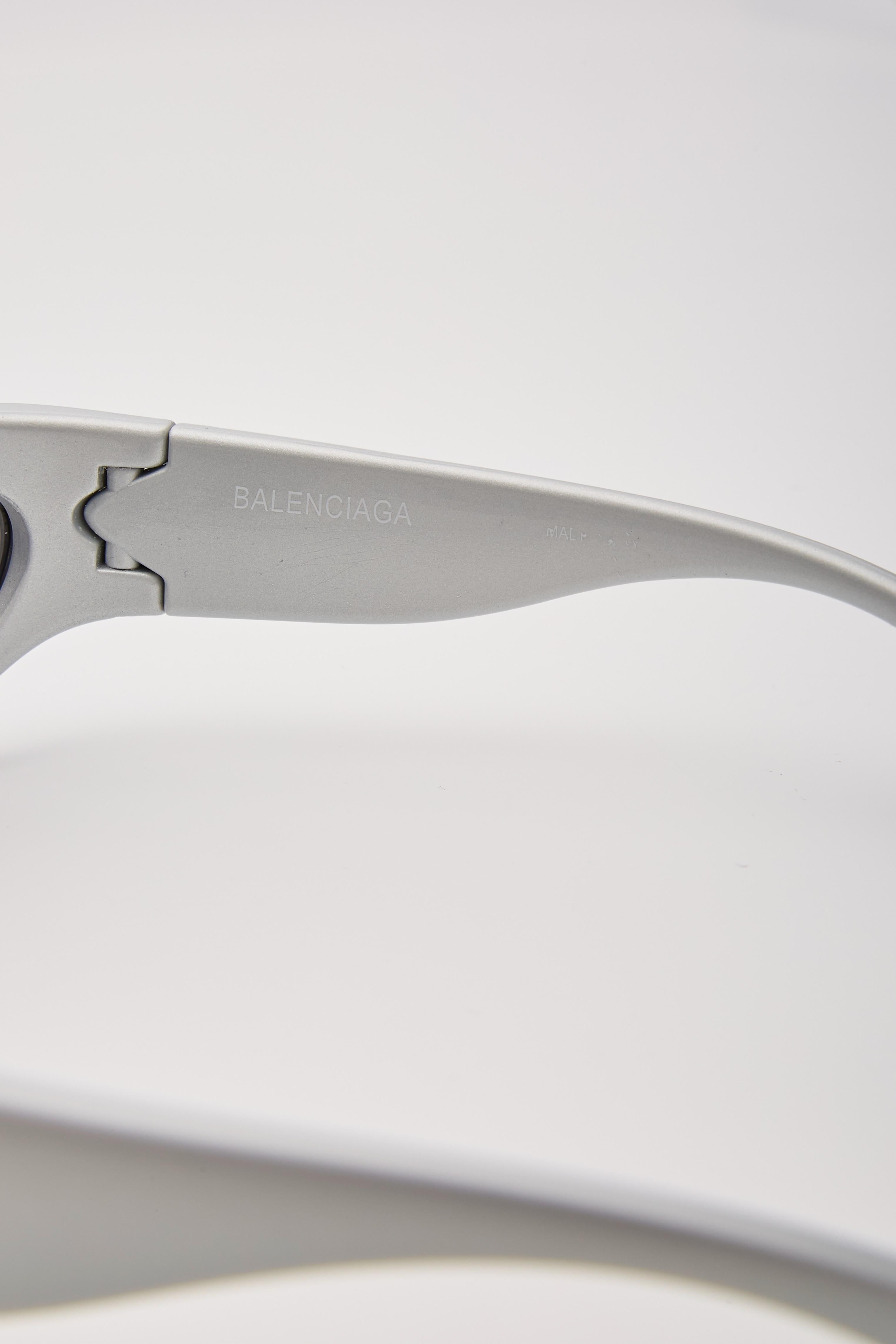 Balenciaga Wraparound-frame Silver Sunglasses For Sale 1