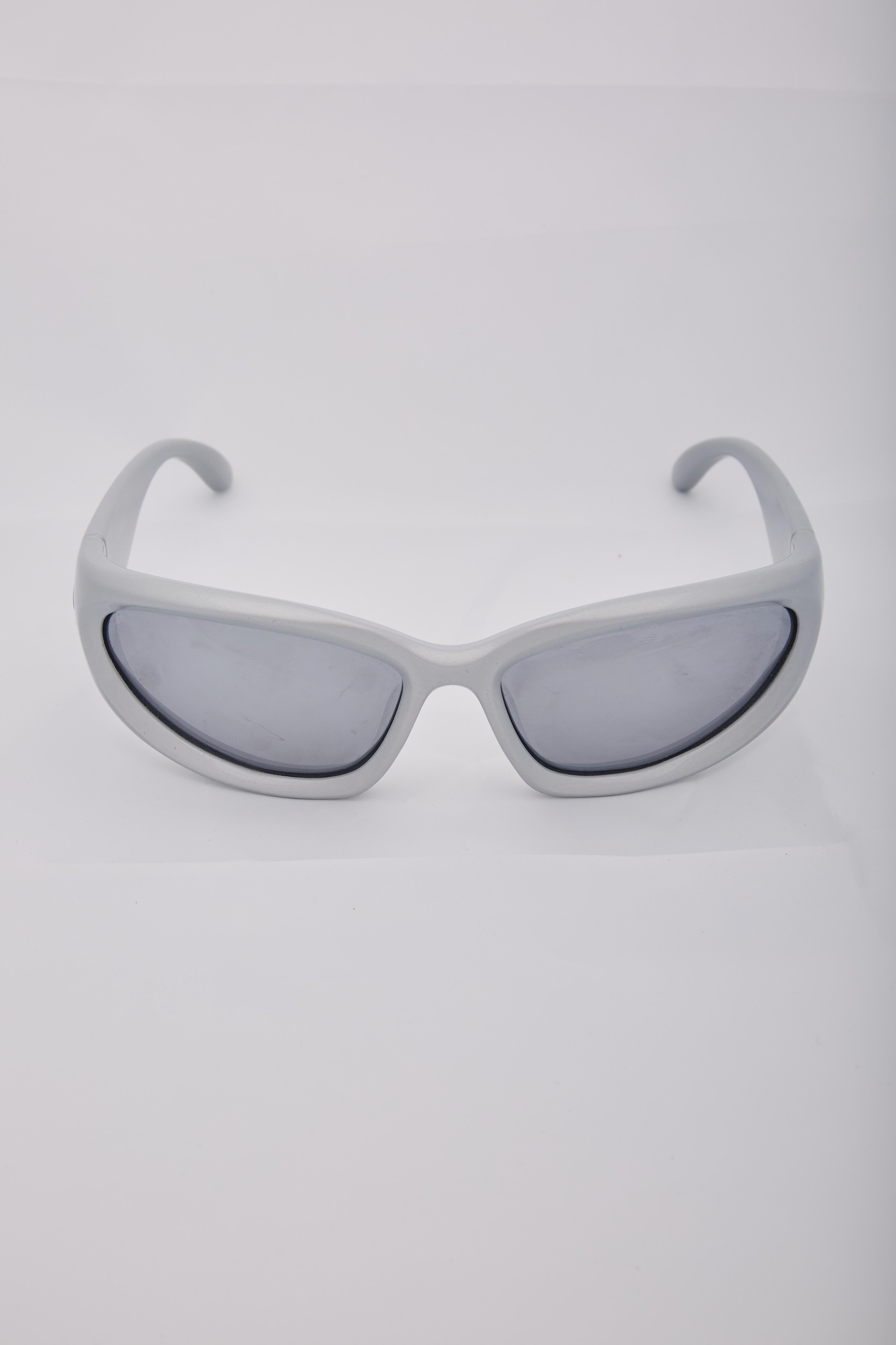 Balenciaga Wraparound-frame Silver Sunglasses For Sale 3