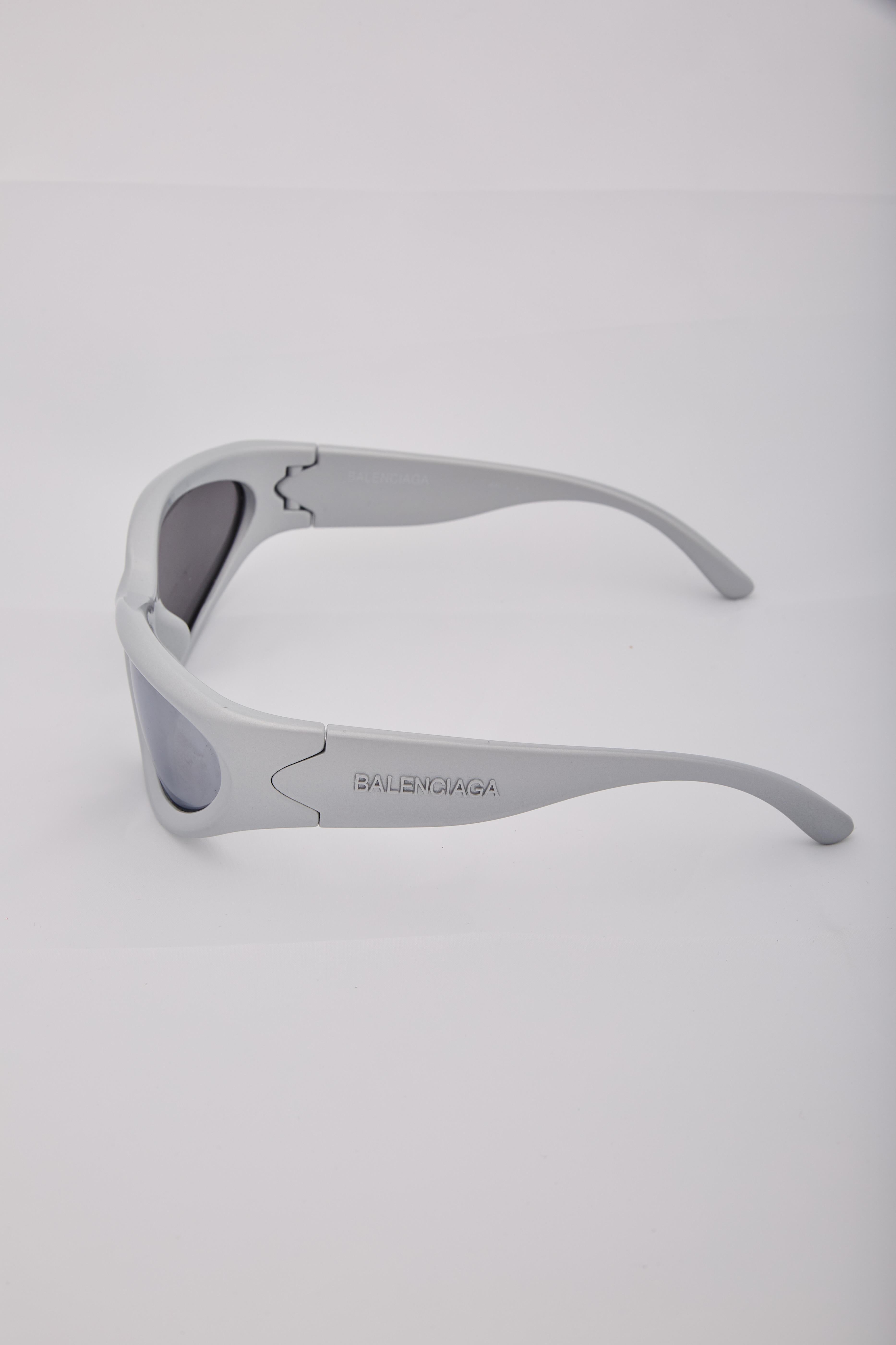 Balenciaga Wraparound-frame Silver Sunglasses For Sale 4
