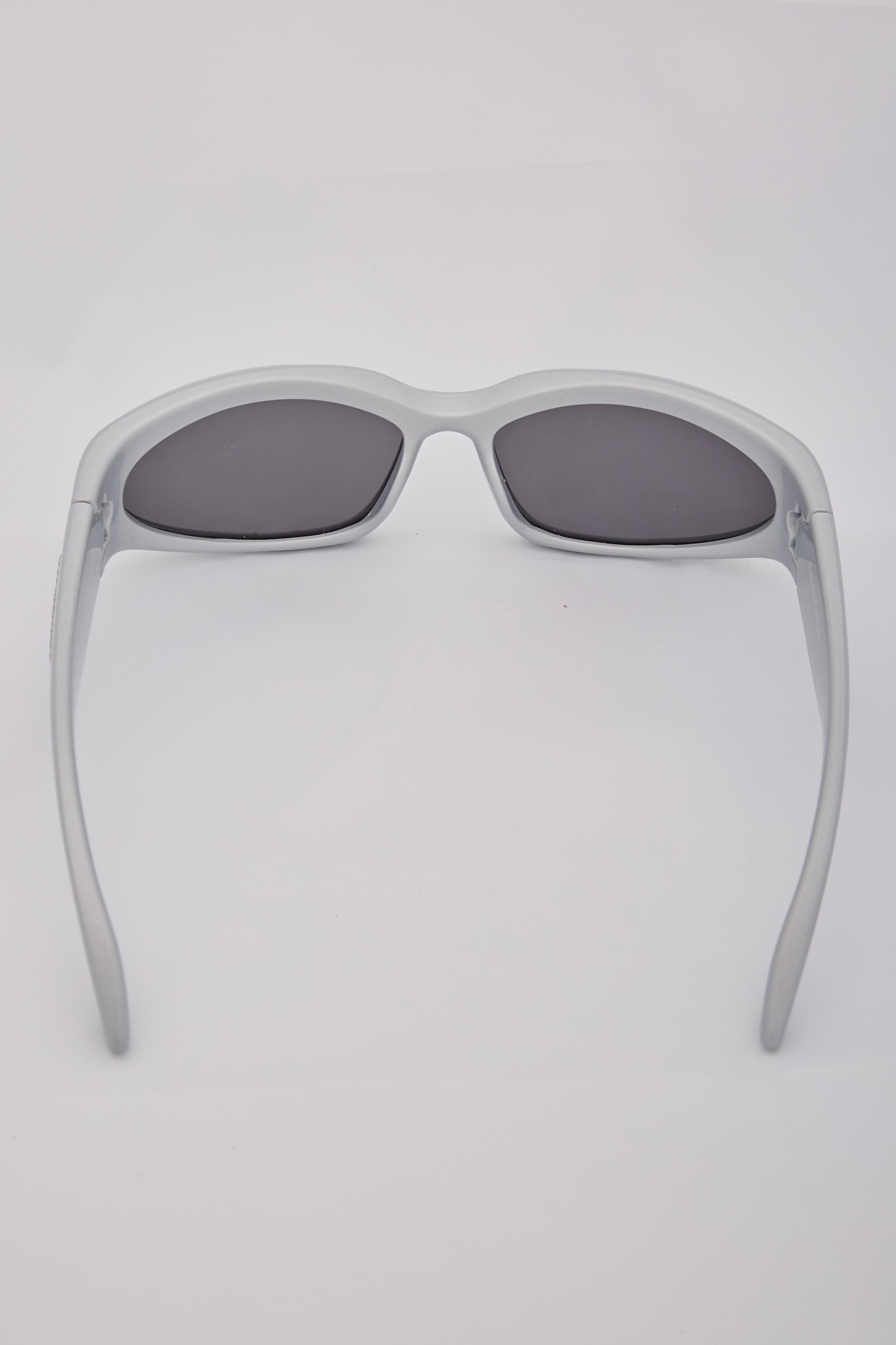 Balenciaga Wraparound-frame Silver Sunglasses For Sale 5