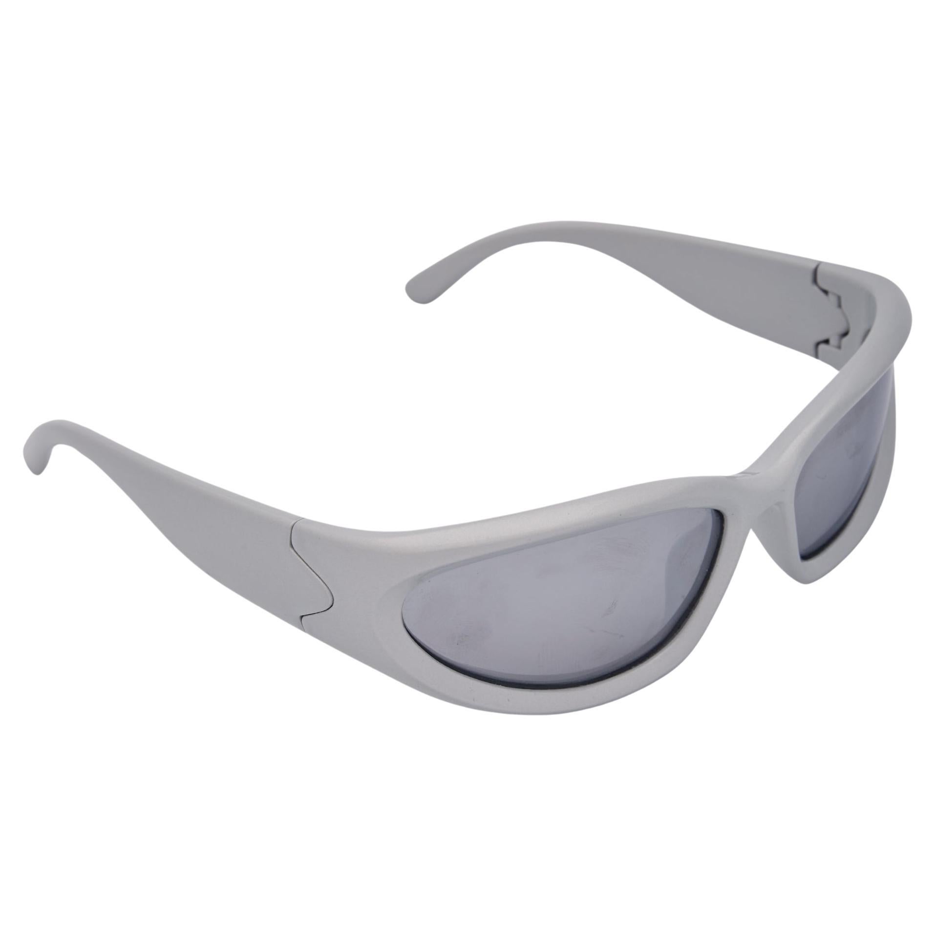 Balenciaga Wraparound-frame Silver Sunglasses For Sale