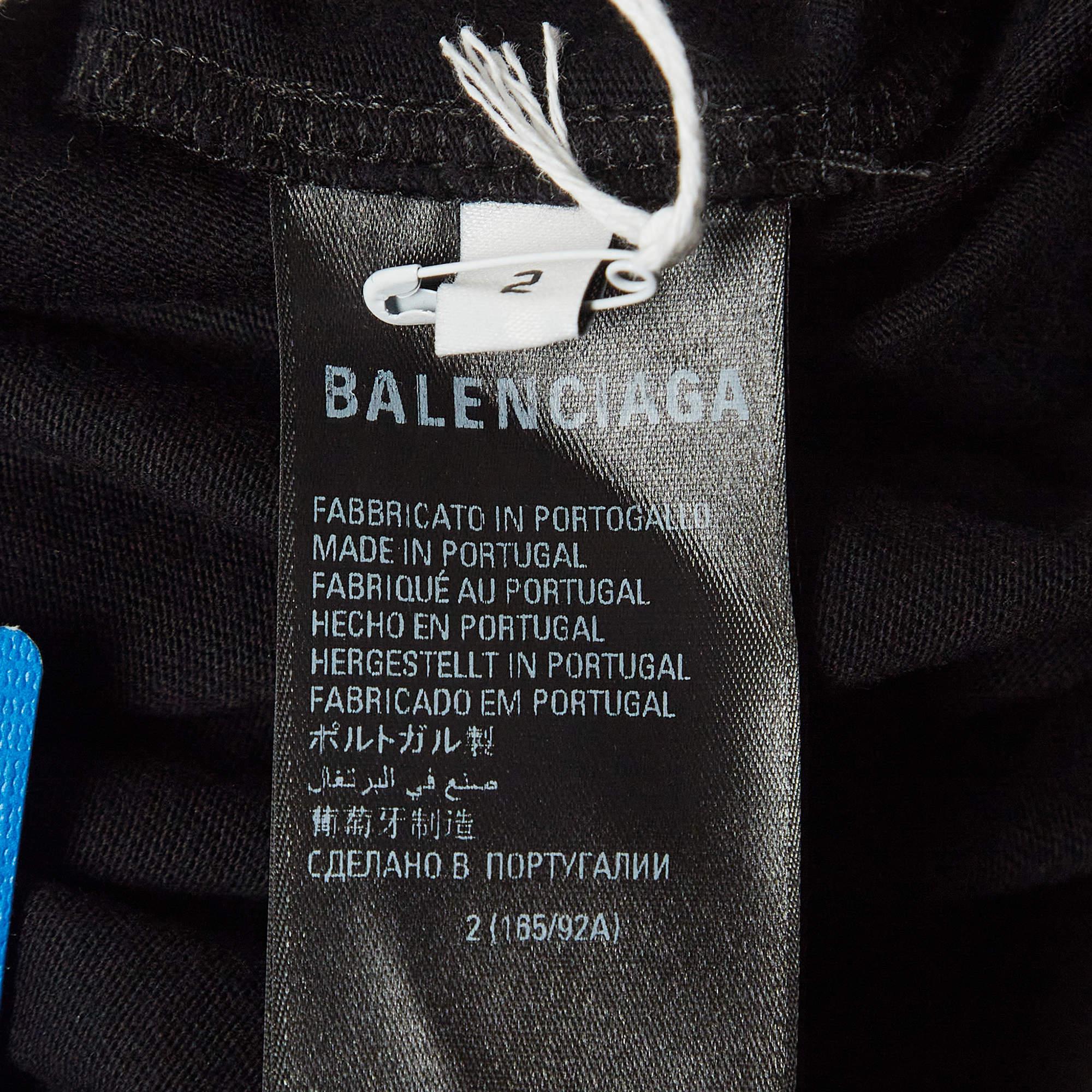 Balenciaga X Adidas Black Cotton 3-Stripes Oversized T-Shirt M 3