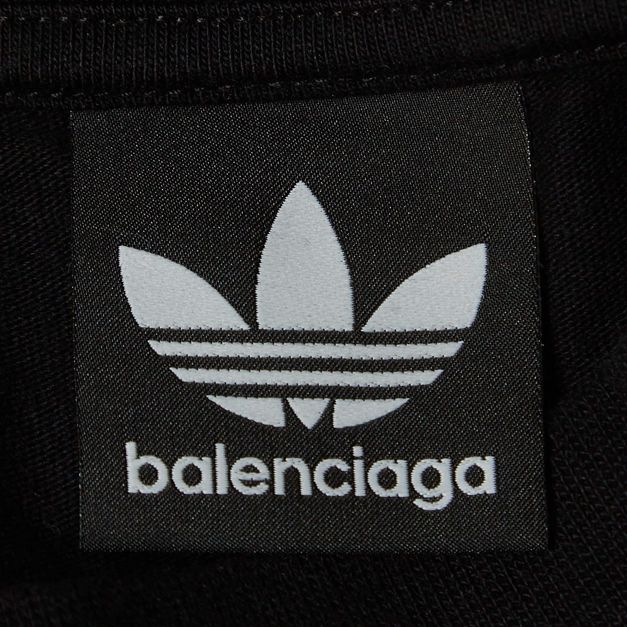 Balenciaga X Adidas Black Cotton 3-Stripes Oversized T-Shirt M 4