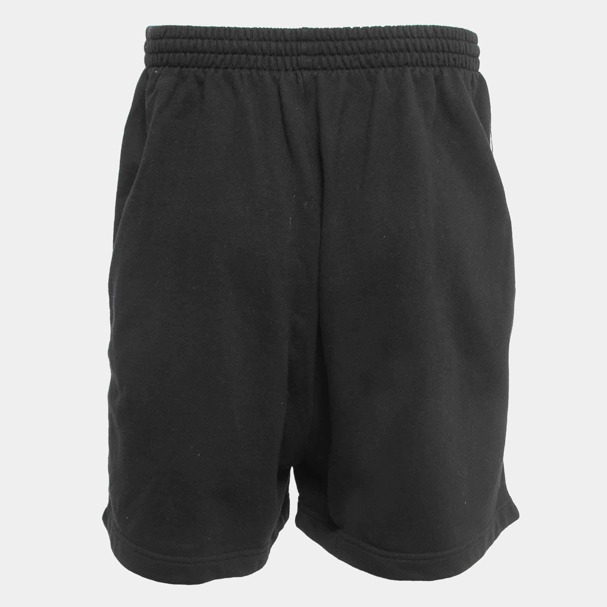 Balenciaga X Adidas Black Cotton Striped Track Shorts XXS In Good Condition In Dubai, Al Qouz 2