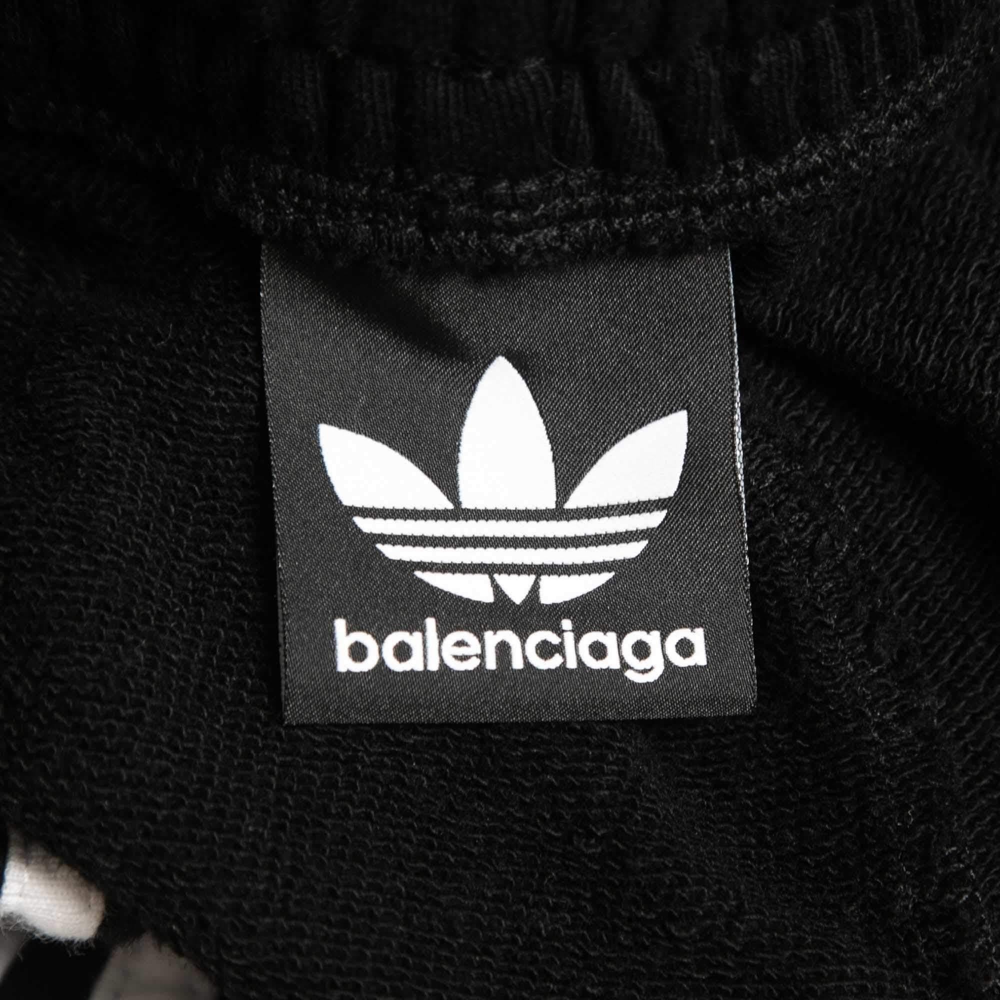 Balenciaga X Adidas Black Cotton Striped Track Shorts XXS 2