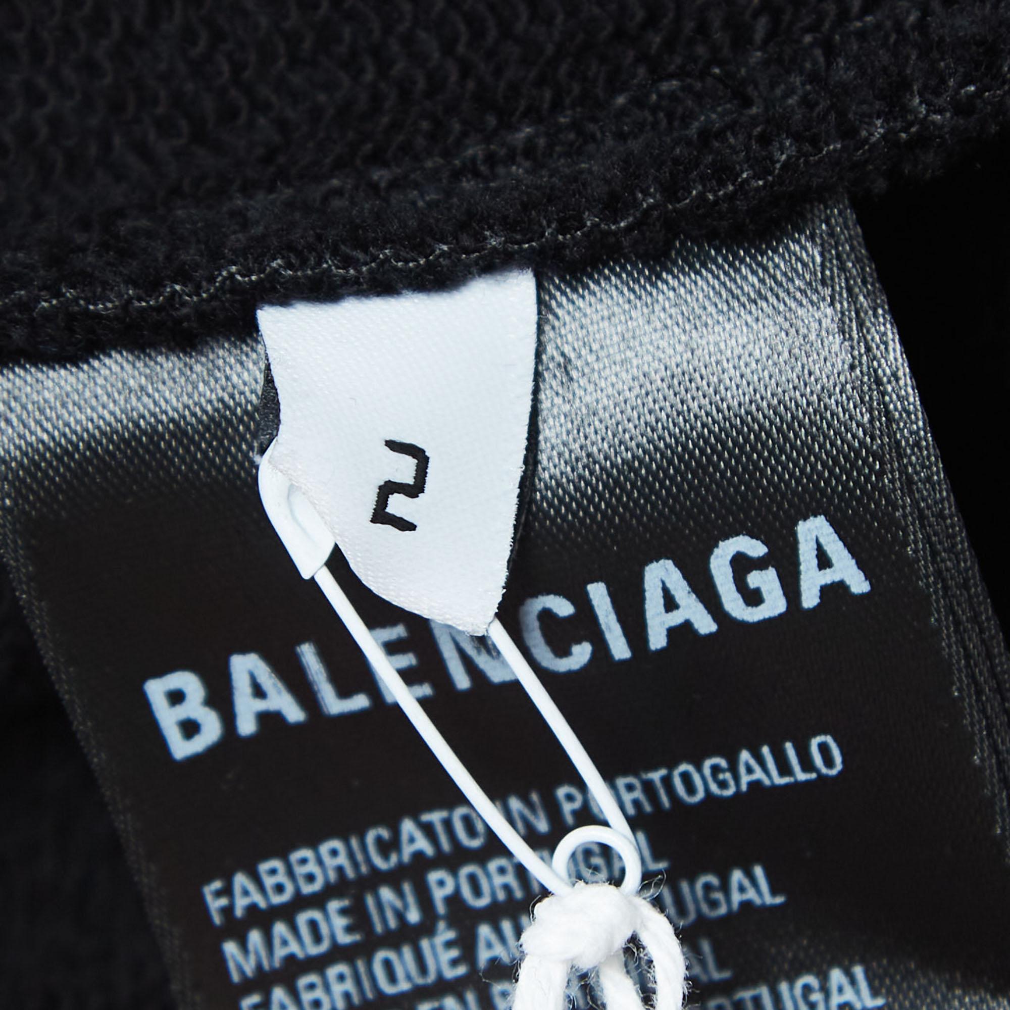 Men's Balenciaga X Adidas Black Logo Embroidered Oversized Hoodie M