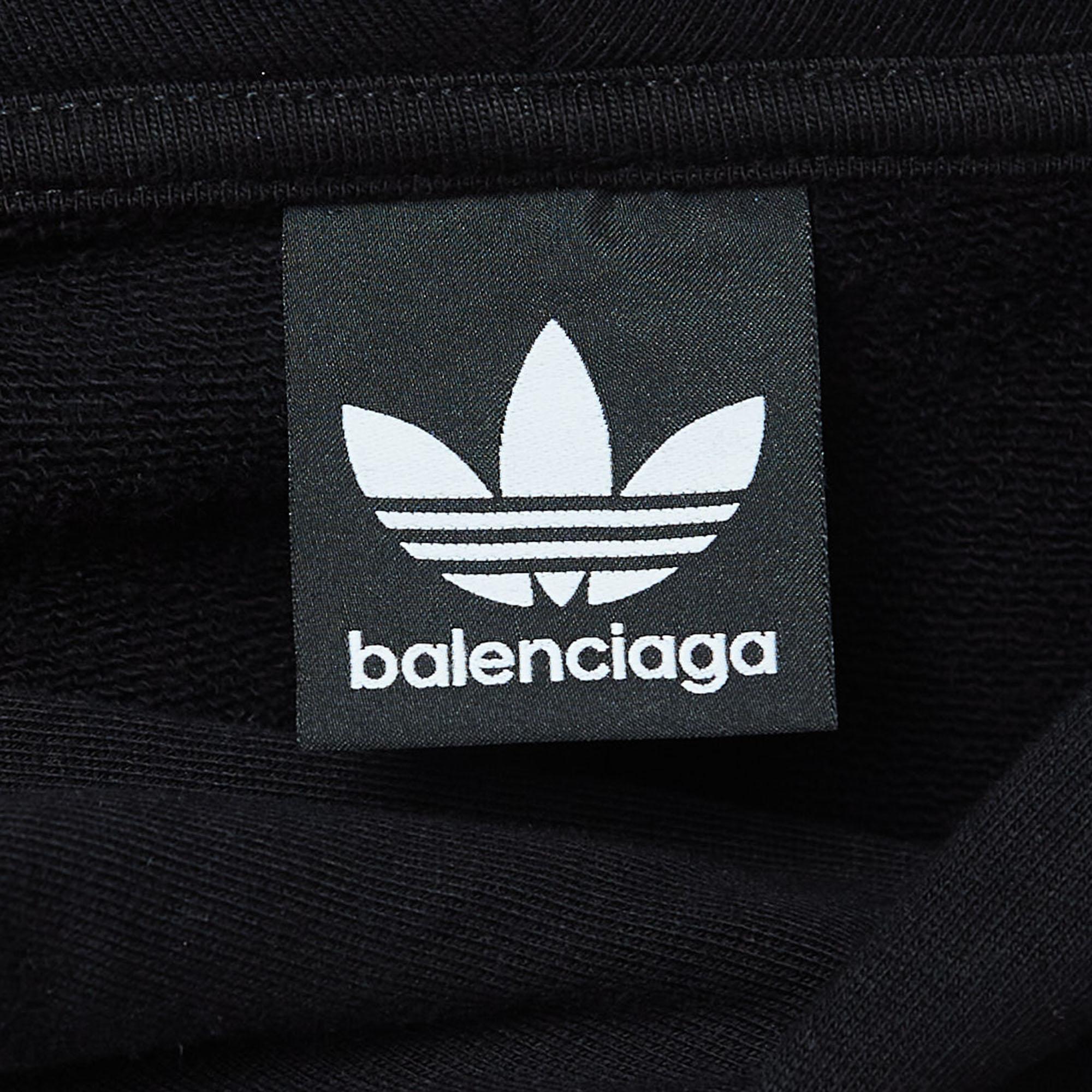 Balenciaga X Adidas Black Logo Embroidered Oversized Hoodie M 1