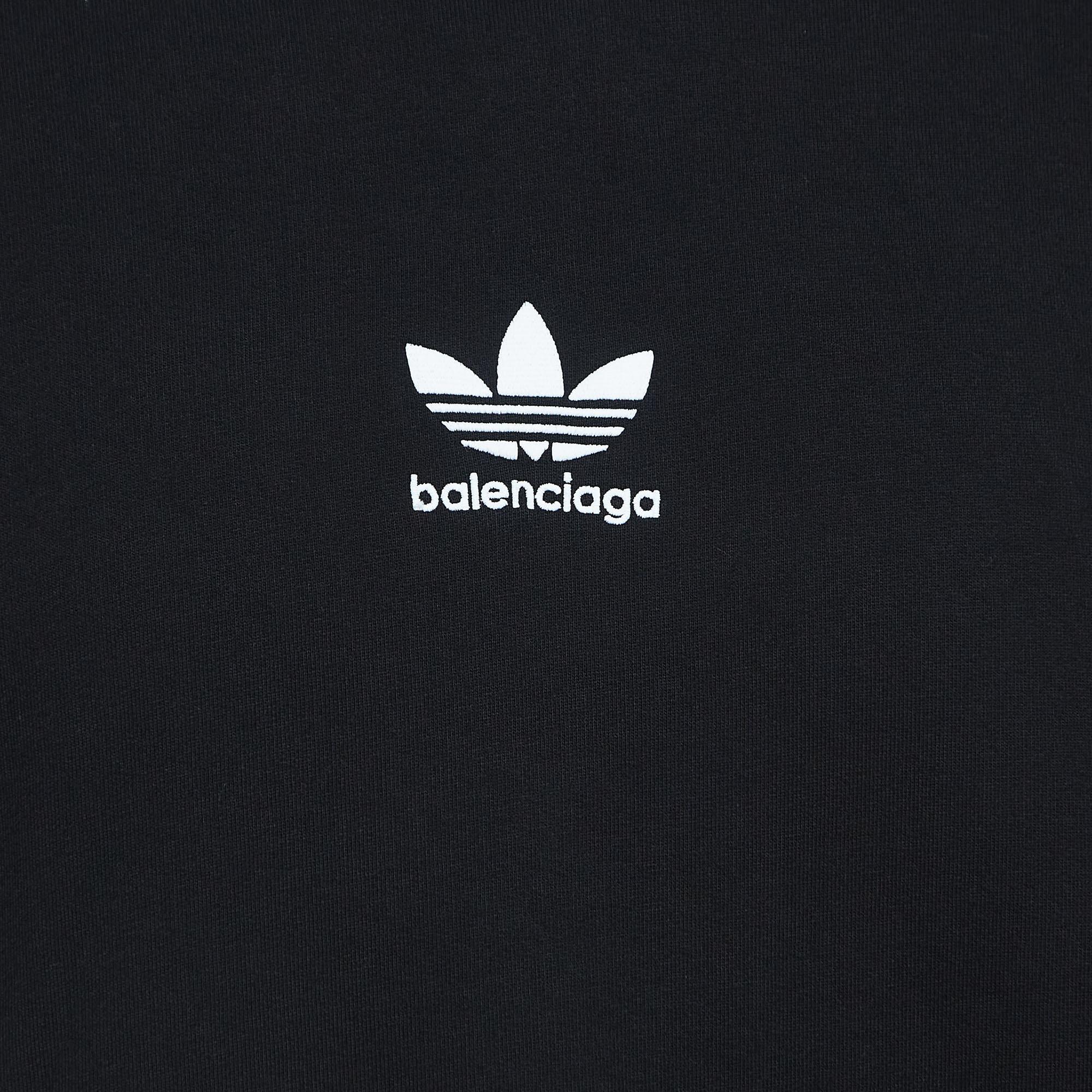 Balenciaga X Adidas Black Logo Embroidered Oversized Hoodie M 2