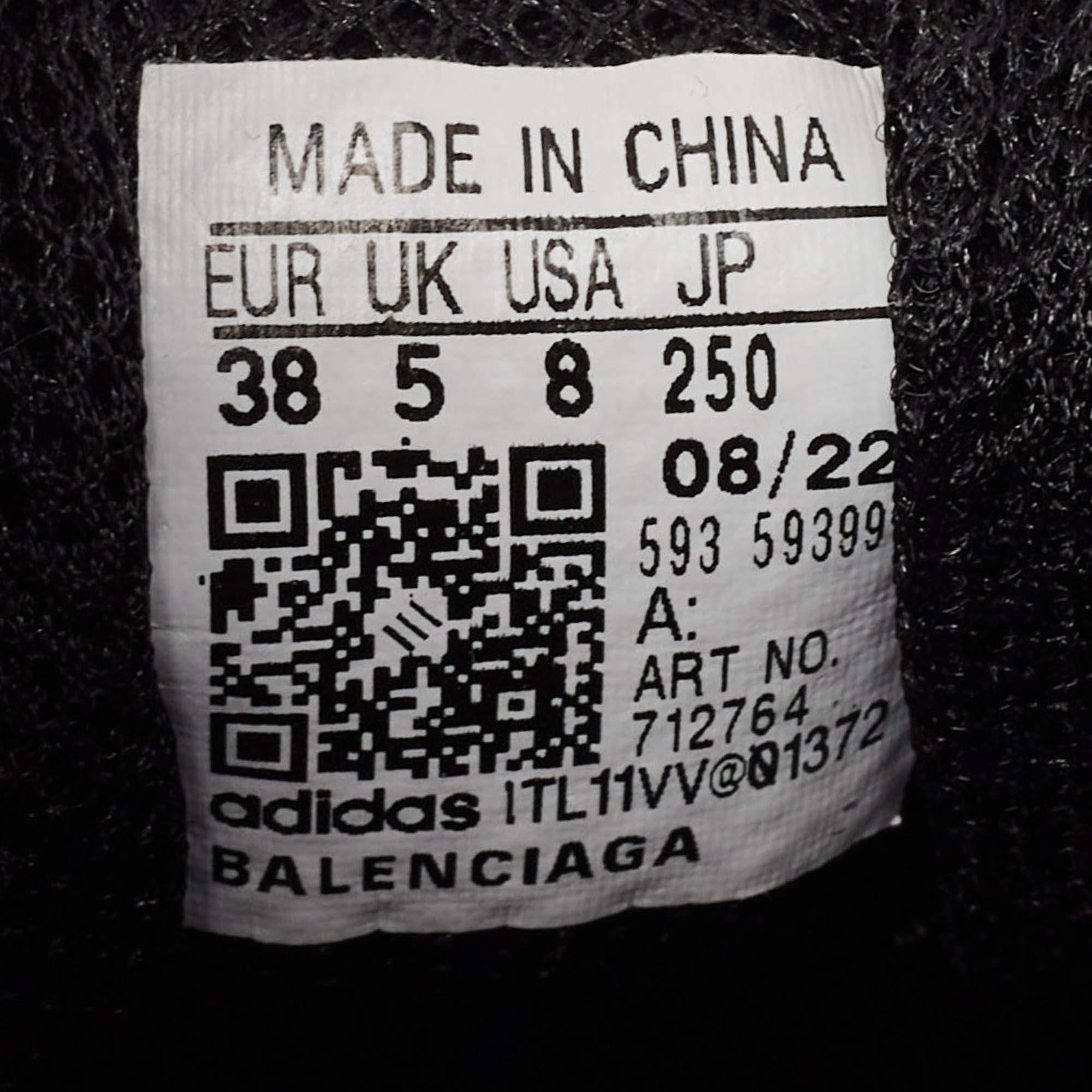 Balenciaga x Adidas Black/White Faux Leather and Mesh Triple S Sneakers Size 38 4
