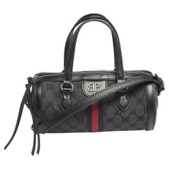 Balenciaga x Gucci The Hacker Project Boston Tasche aus schwarzem Segeltuch und Leder