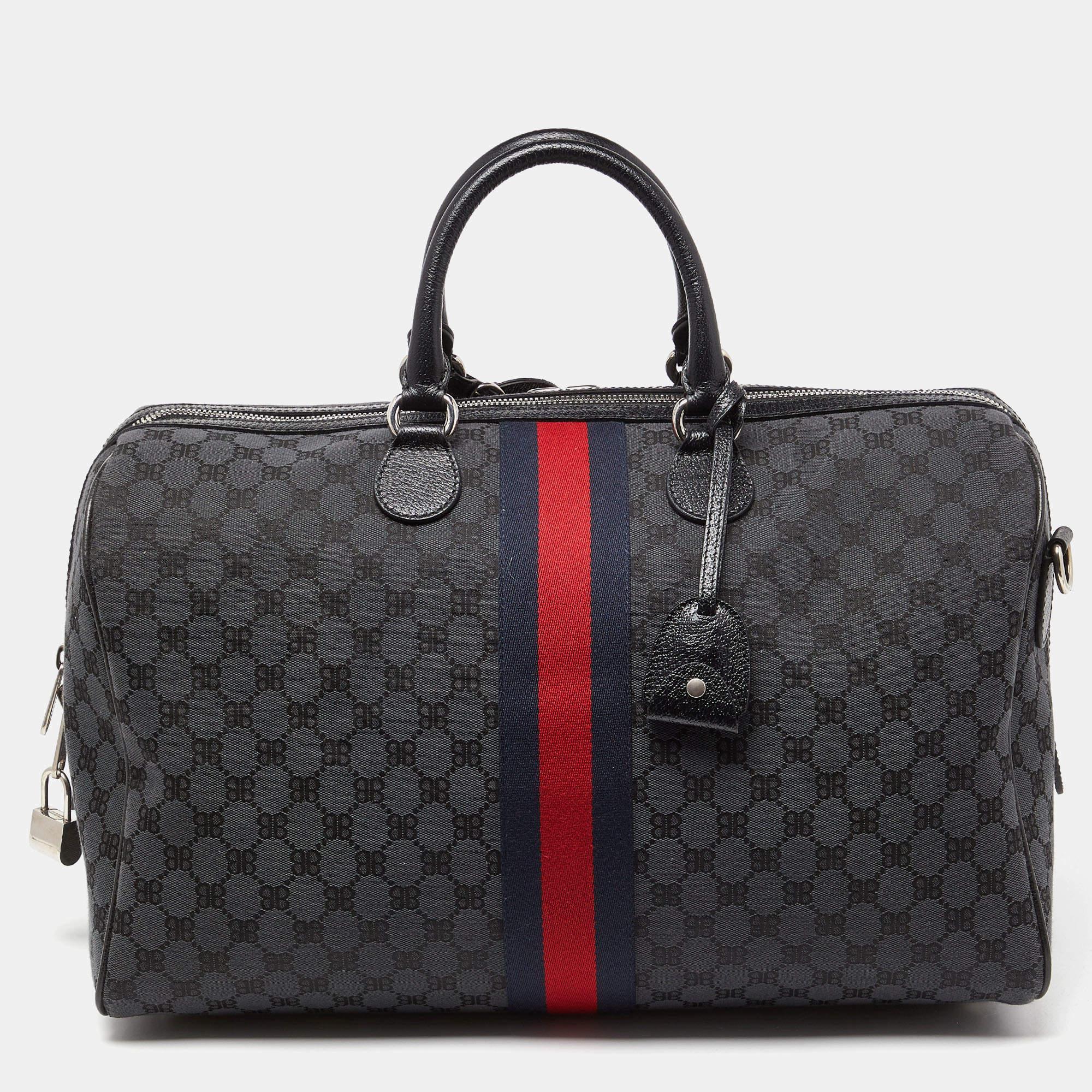 Balenciaga x Gucci Black Canvas and Leather The Hacker Project Duffle Bag 9