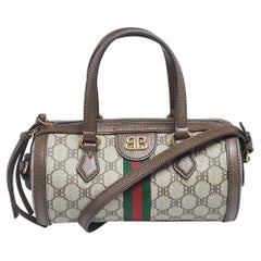 Balenciaga x Gucci Braun/Beige beschichtetes Segeltuch The Hacker Project Boston Tasche