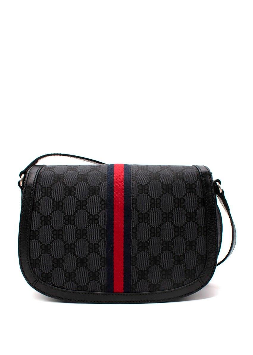 Women's Balenciaga x Gucci Hacker Medium Black Jacquard Shoulder Bag For Sale