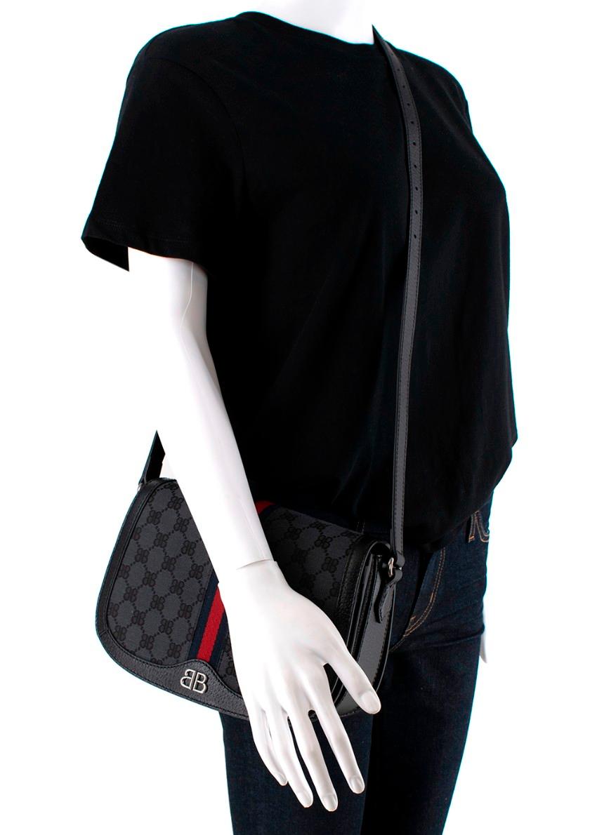 Balenciaga x Gucci Hacker Medium Black Jacquard Shoulder Bag For Sale 3