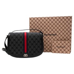 Balenciaga x Gucci Hacker Medium Black Jacquard Shoulder Bag