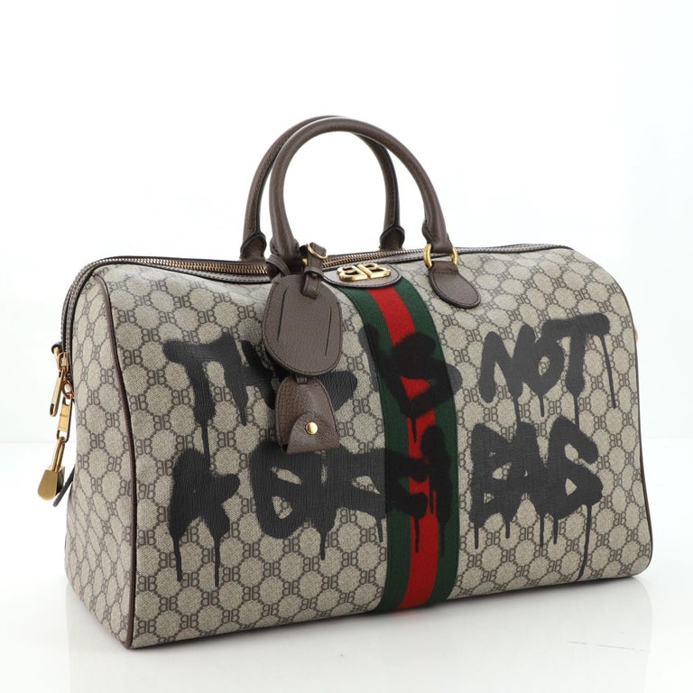 Balenciaga x Gucci The Hacker Project Duffle Bag Graffiti BB Coated Canvas  Mediu
