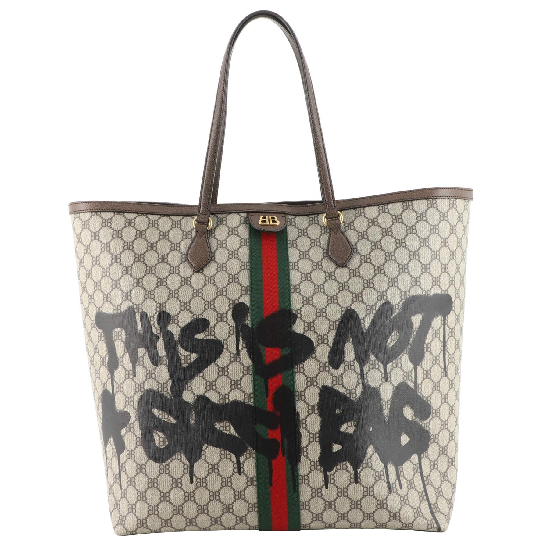 Balenciaga x Gucci The Hacker Project Tote Graffiti BB Coated Canvas Large