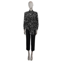 BALENCIAGA x NET-A-PORTER black silk 2018 CHAIN PUSSY BOW Blouse Shirt 36 XS