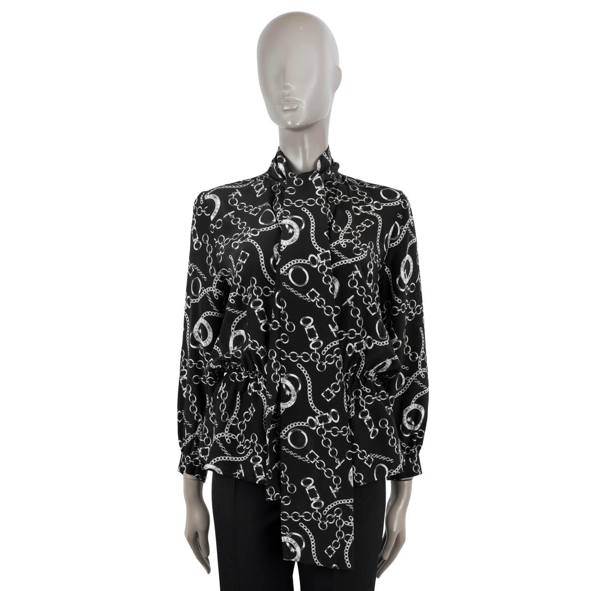 Black BALENCIAGA x NET-A-PORTER black silk 2018 CHAIN PUSSY BOW Blouse Shirt 36 XS For Sale