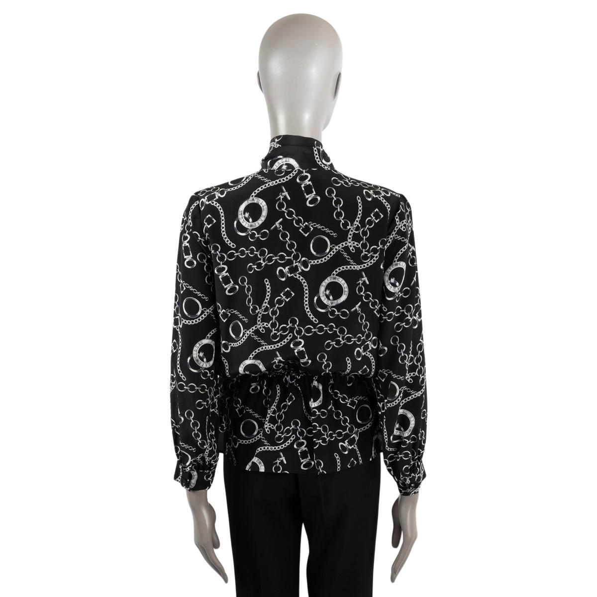 BALENCIAGA x NET-A-PORTER black silk 2018 CHAIN PUSSY BOW Blouse Shirt 36 XS For Sale 1