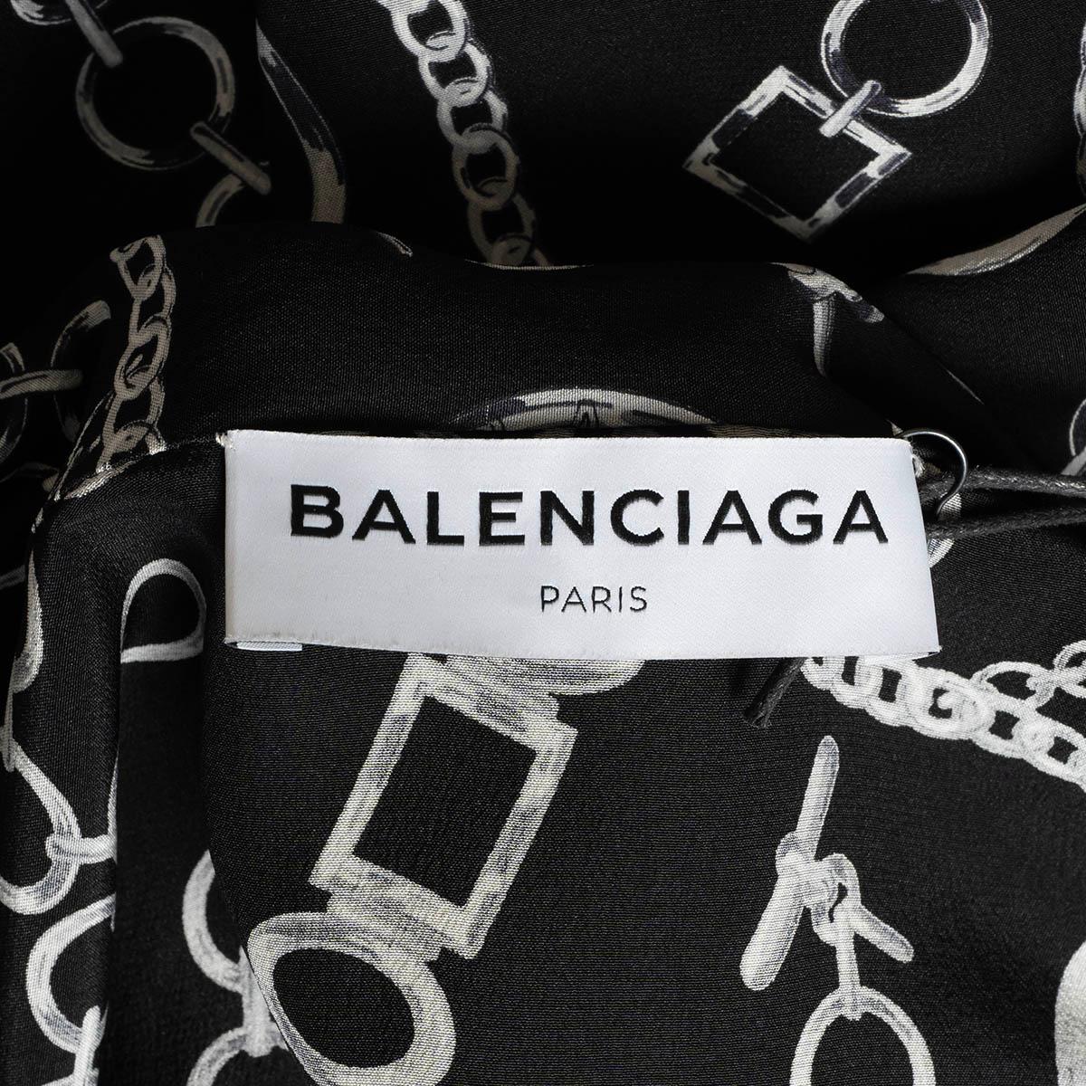 BALENCIAGA x NET-A-PORTER black silk 2018 CHAIN PUSSY BOW Blouse Shirt 36 XS For Sale 5