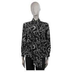 BALENCIAGA x NET-A-PORTER black silk 2018 CHAIN PUSSY BOW Blouse Shirt 36 XS