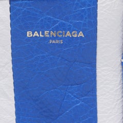 Balenciaga XS Bazar Stripe Tote in Blue Leather