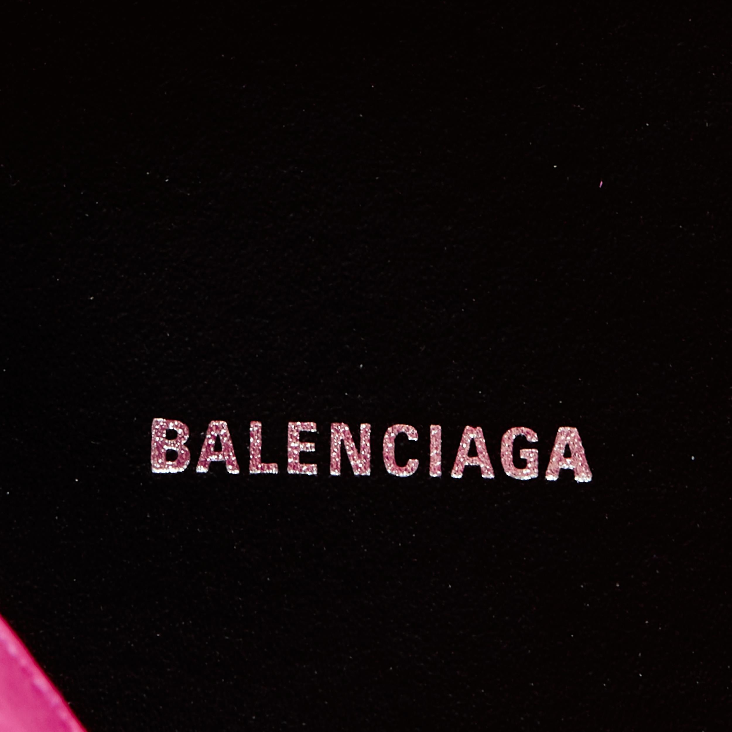 BALENCIAGA XS Everyday fuschia pink logo print crossbody camera bag 2