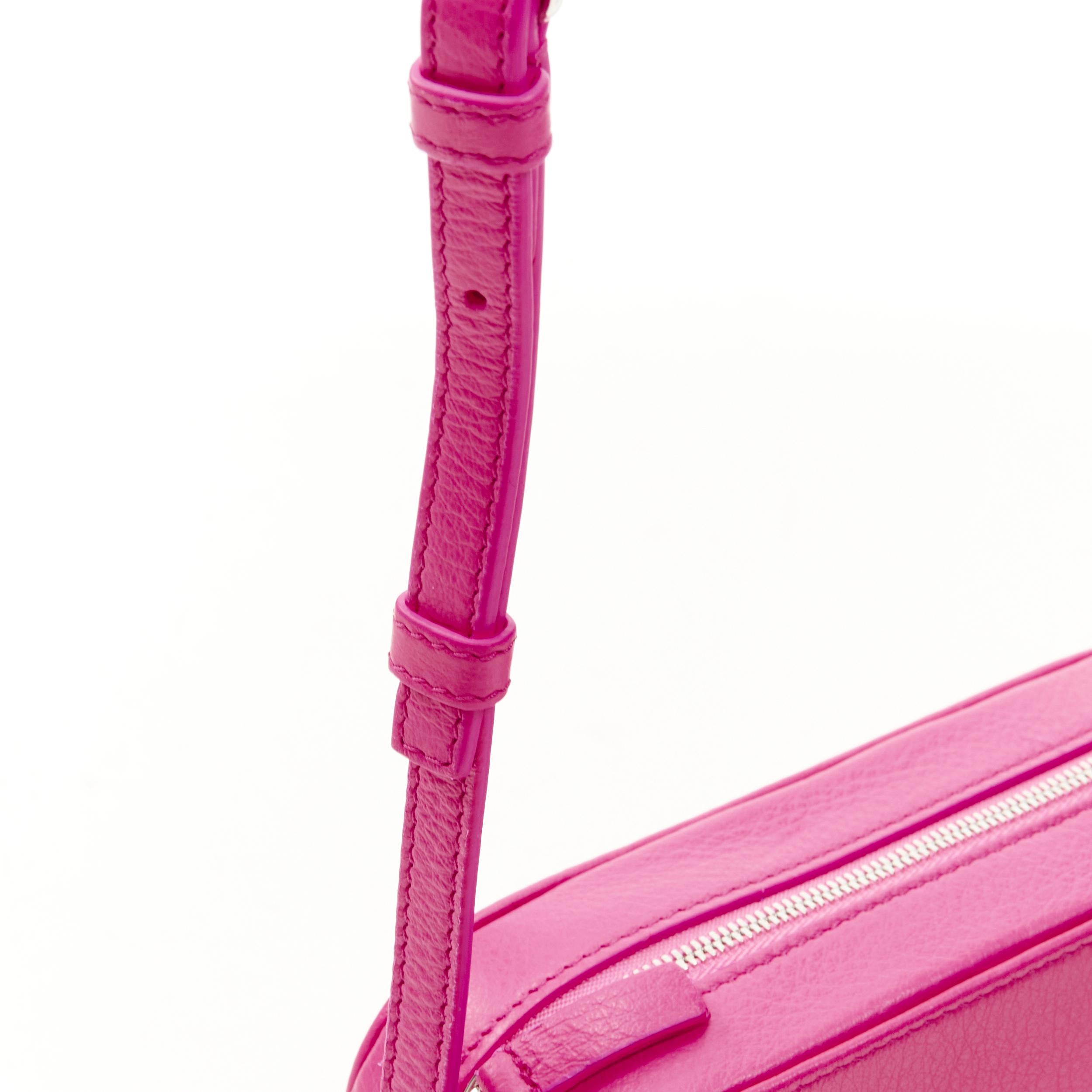 Women's BALENCIAGA XS Everyday fuschia pink logo print crossbody camera bag