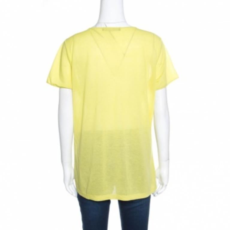 Camiseta estampada con recorte floral amarillo y verde Balenciaga M en Bueno estado para la venta en Dubai, Al Qouz 2