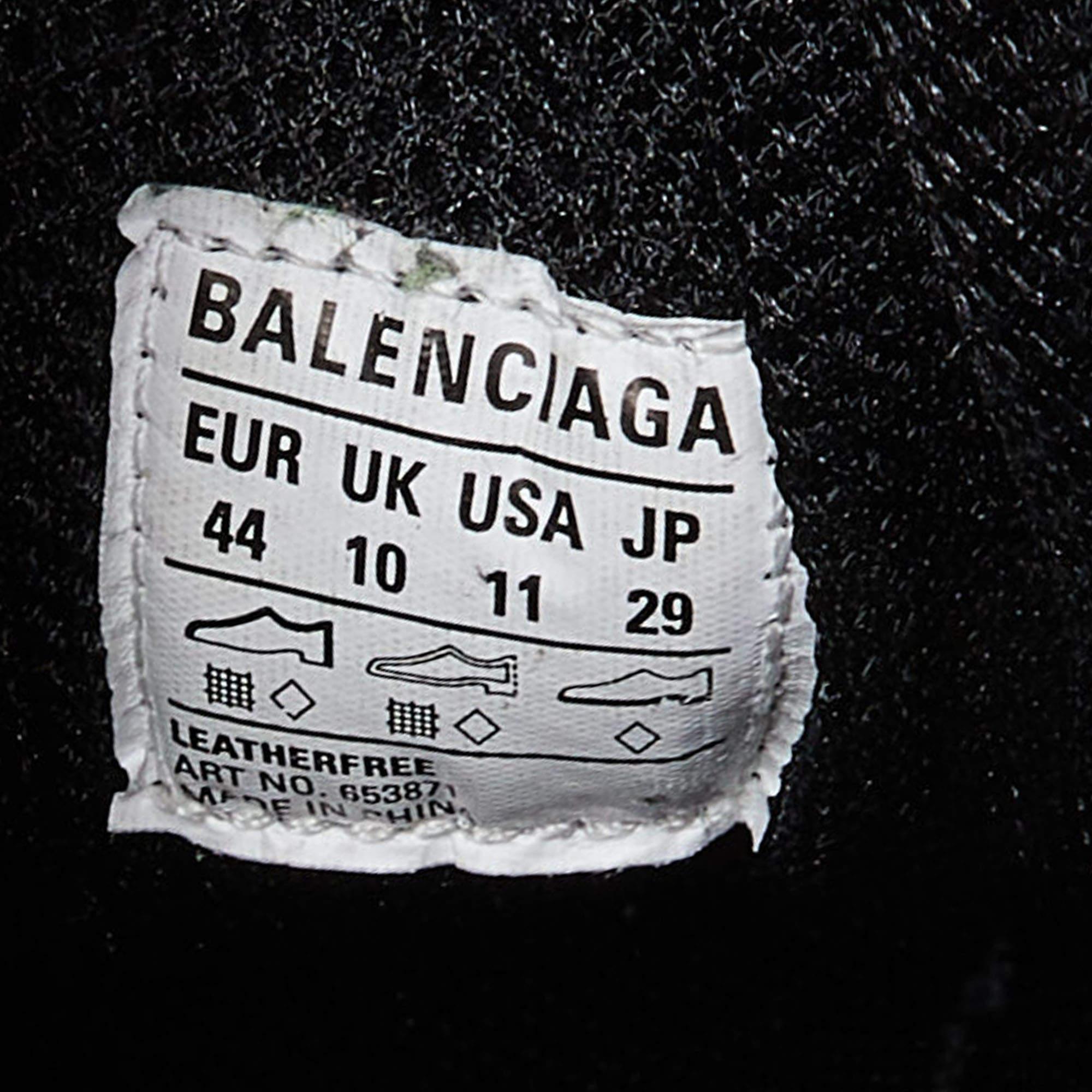 Balenciaga Yellow/Black Leather and Mesh x Pander Sneakers Size 44 For Sale 4