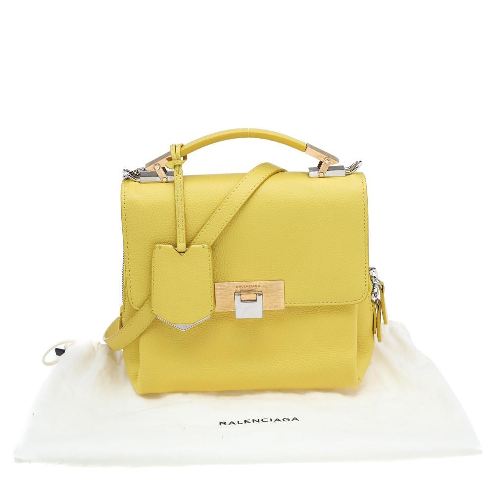 Balenciaga Yellow Leather Mini Le Dix Cartable Top Handle Bag 6
