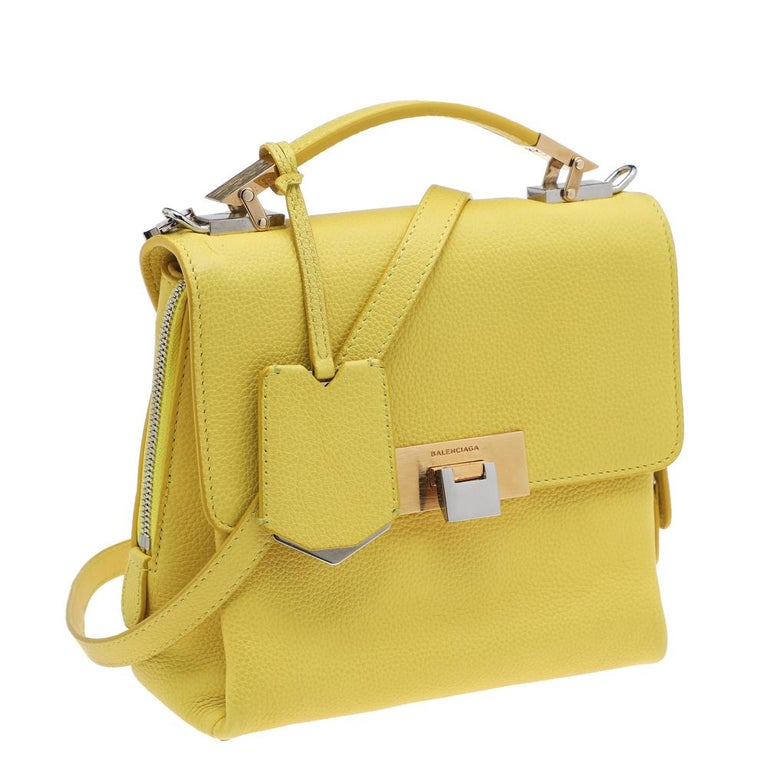 Balenciaga Yellow Leather Mini Le Dix Cartable Top Handle Bag For Sale at  1stDibs