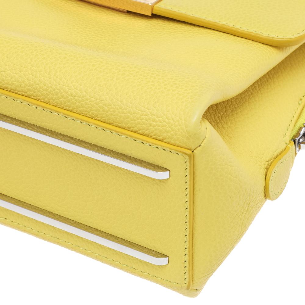 Women's Balenciaga Yellow Leather Mini Le Dix Cartable Top Handle Bag