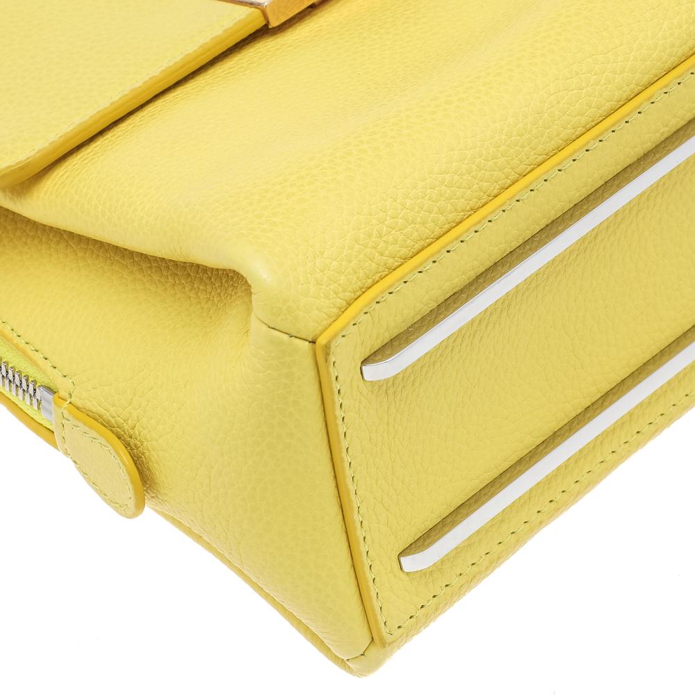 Balenciaga Yellow Leather Mini Le Dix Cartable Top Handle Bag 1
