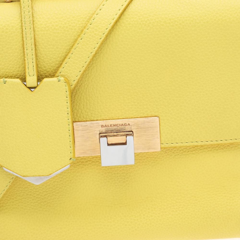 Balenciaga Yellow Leather Mini Le Dix Cartable Top Handle Bag 2
