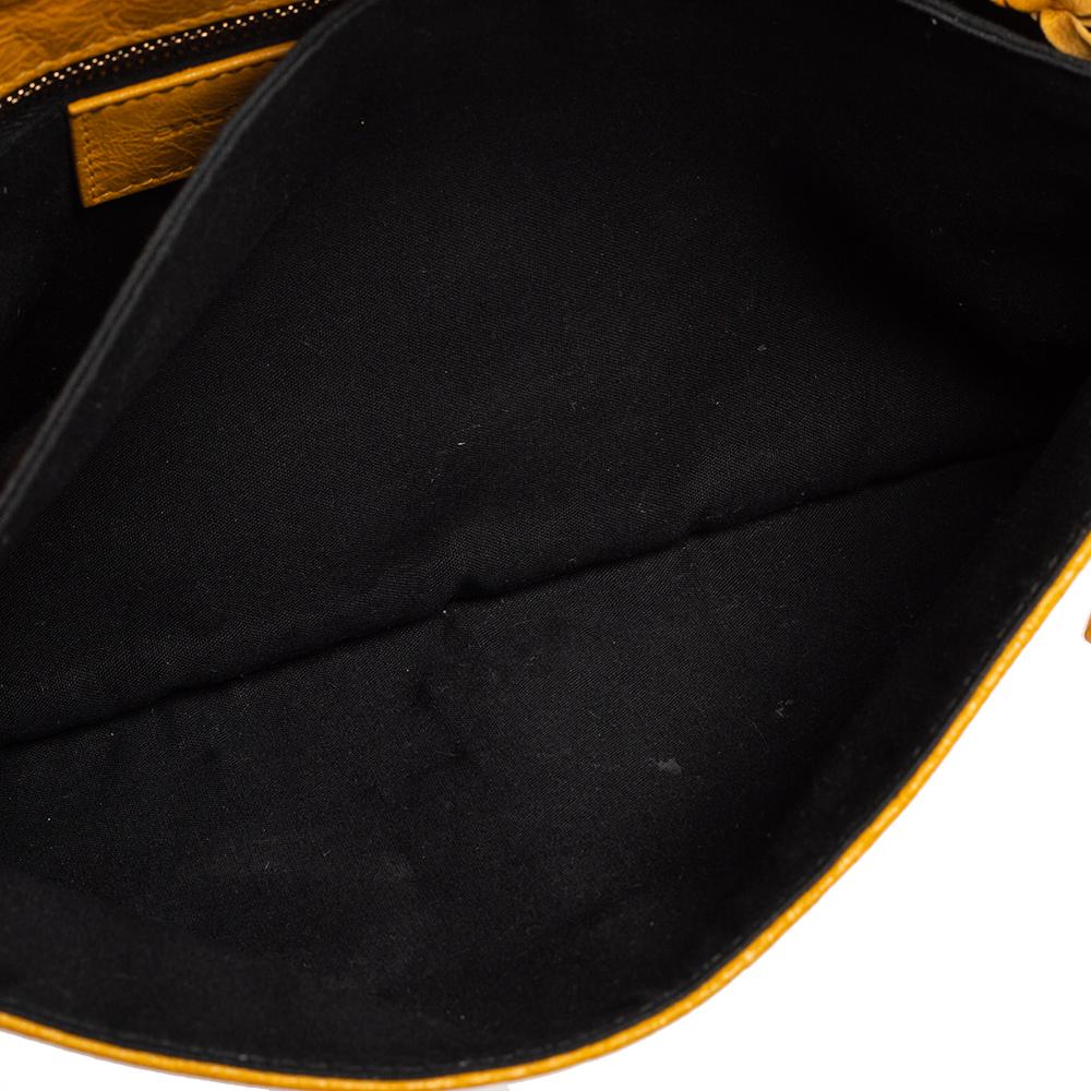 Balenciaga Yellow Leather RH Envelope Clutch 4