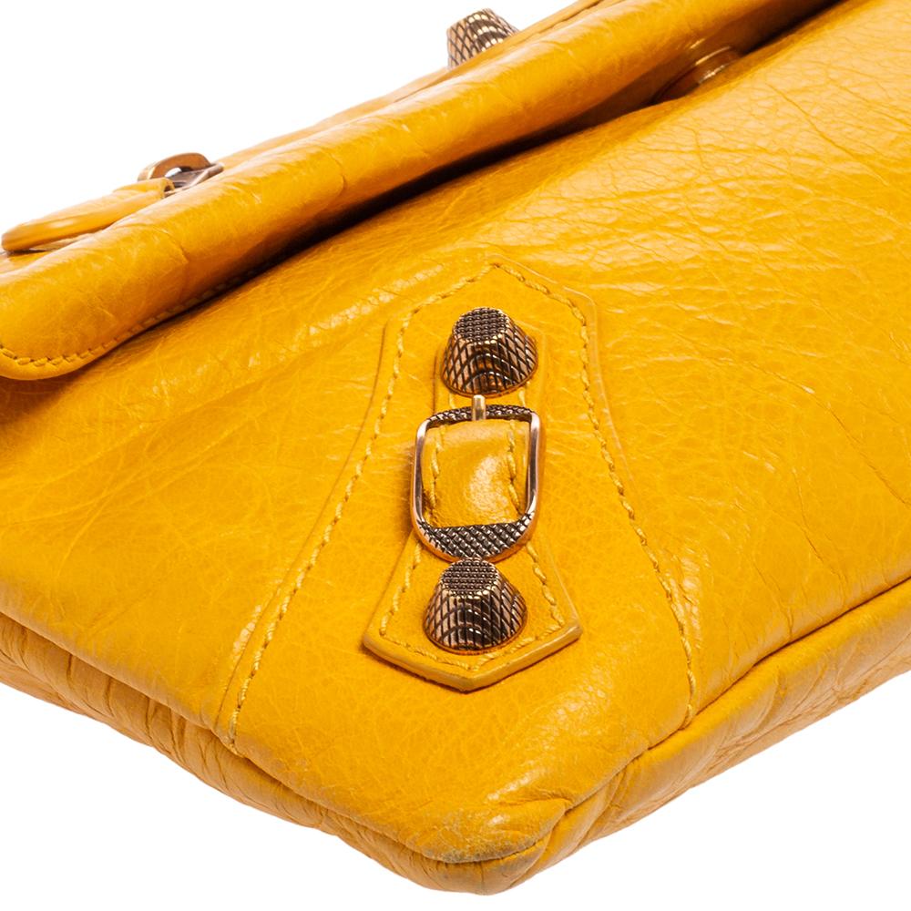Balenciaga Yellow Leather RH Envelope Clutch 6