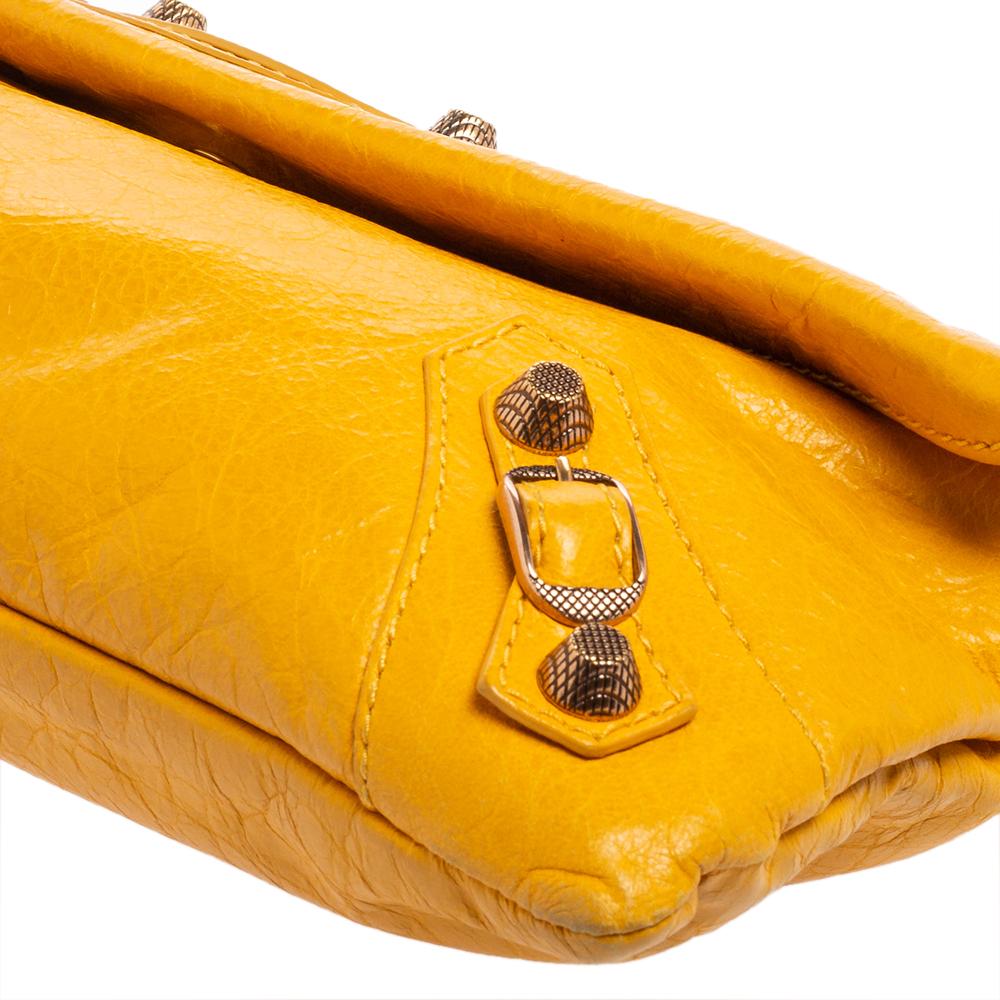 Balenciaga Yellow Leather RH Envelope Clutch 2