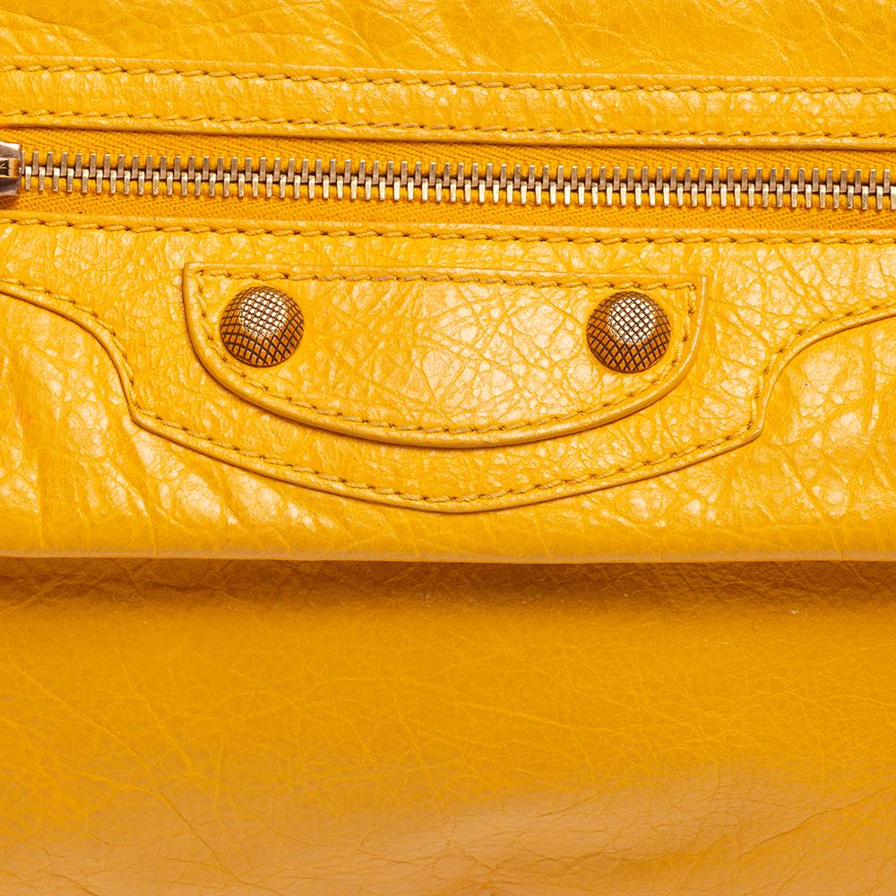 Balenciaga Yellow Leather RH Envelope Clutch 3