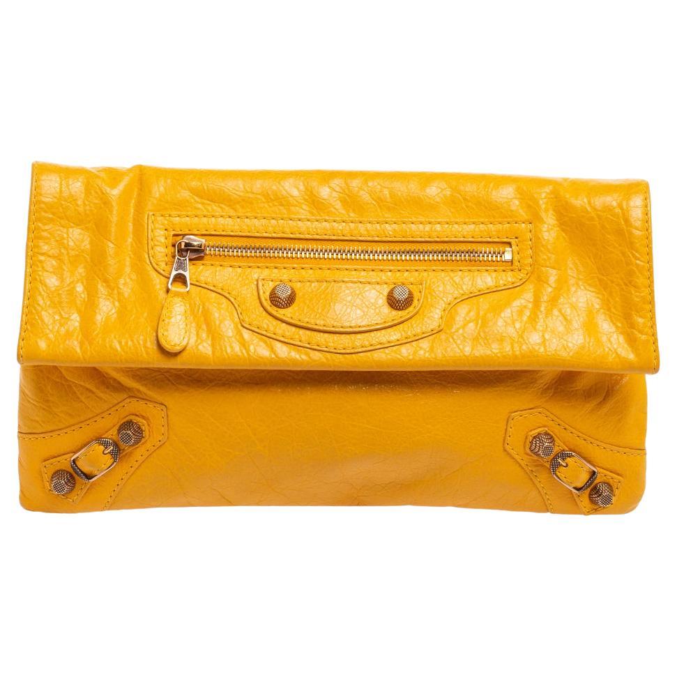 Balenciaga Yellow Leather RH Envelope Clutch